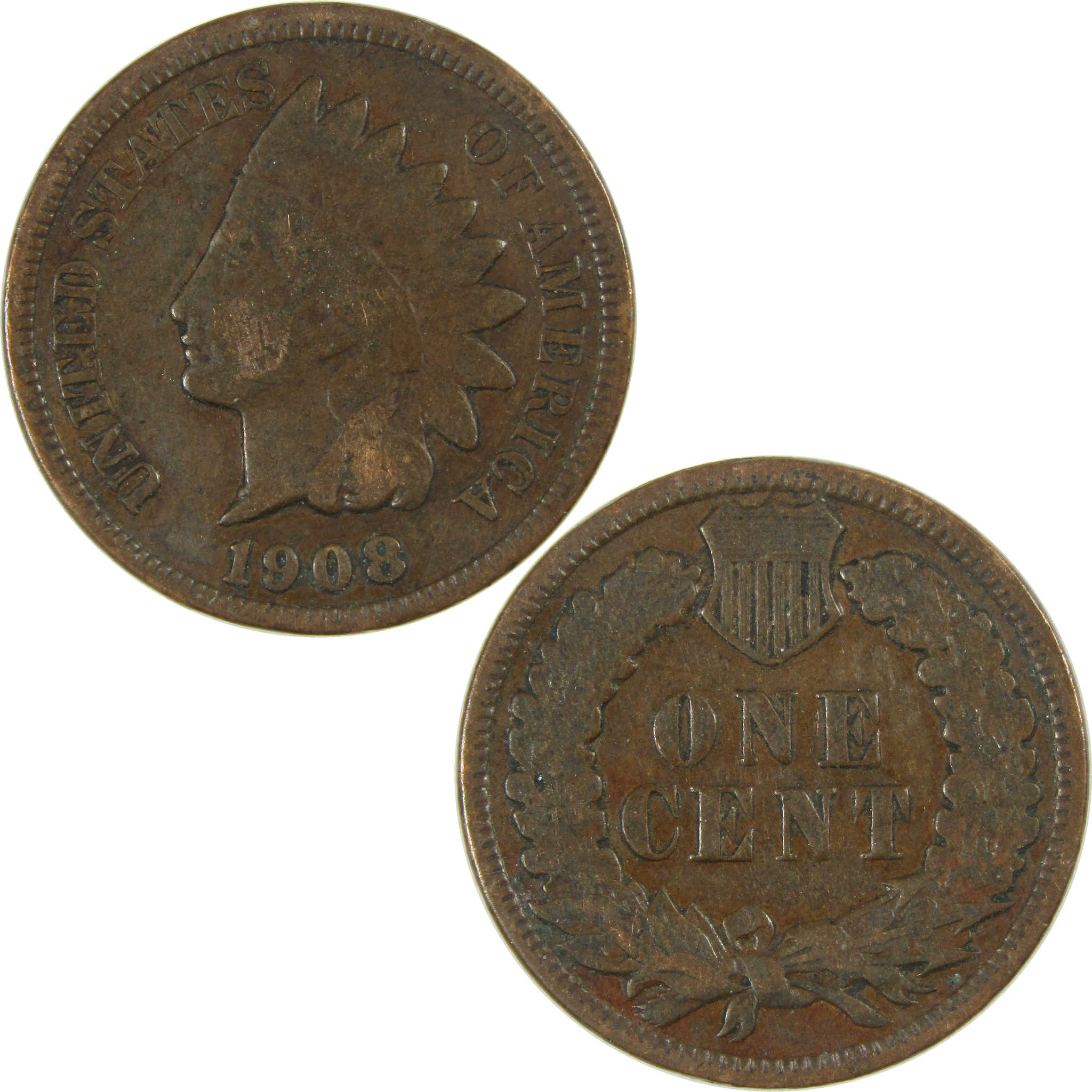 1908 Indian Head Cent VG Very Good Penny 1c Coin SKU:I26816