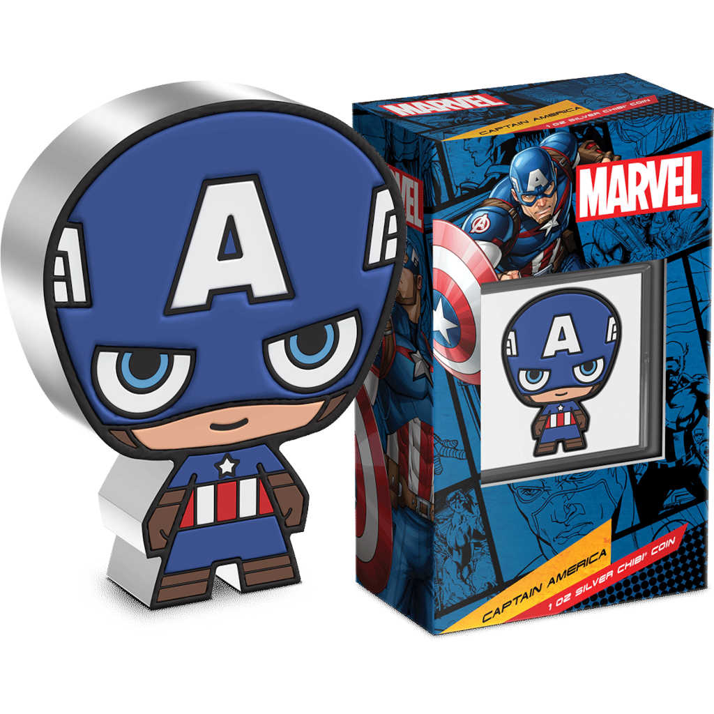 Marvel Captain America Chibi 1 oz .999 Silver $2 Proof COA SKU:OPC154