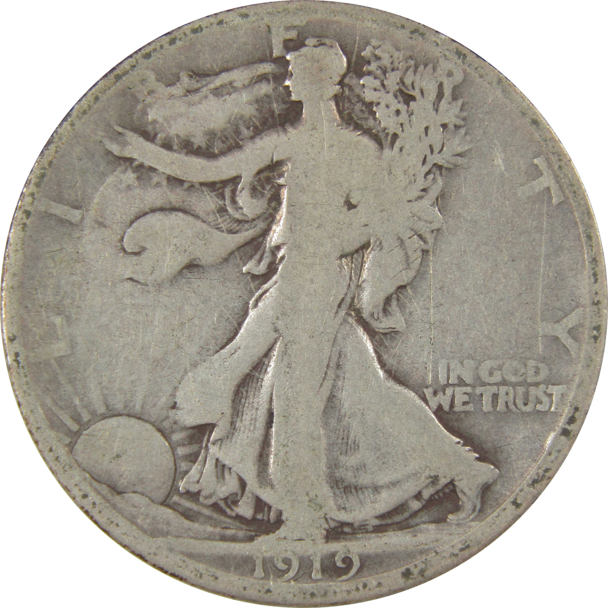 1919 D Liberty Walking Silver 50c VG Very Good Details SKU:I24130