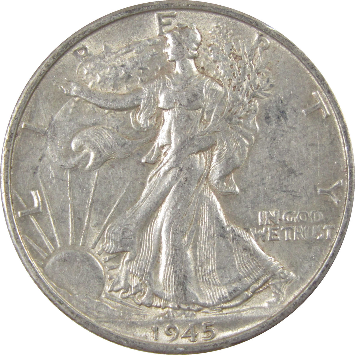 1945 S Liberty Walking Silver 50c AU About Uncirculated SKU:I28665