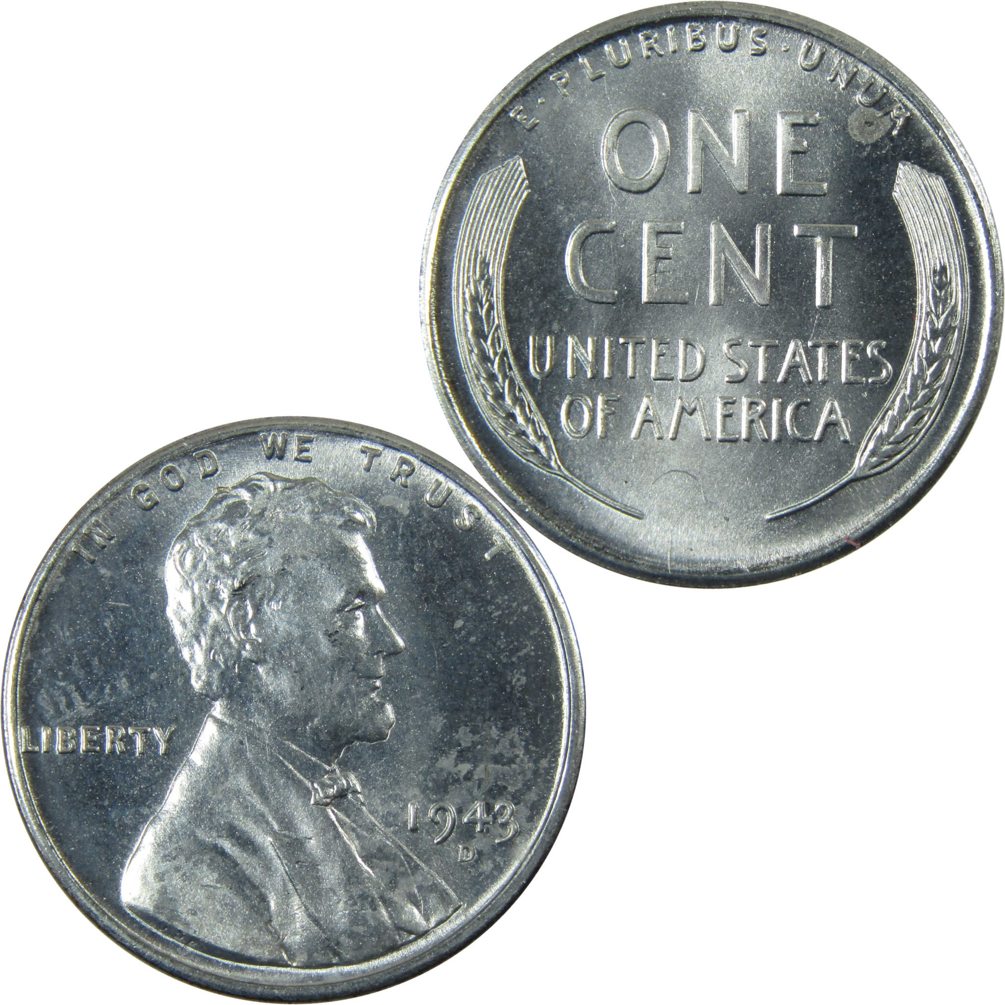 1943 D Lincoln Wheat Steel Cent Uncirculated Penny 1c Coin SKU:I28333