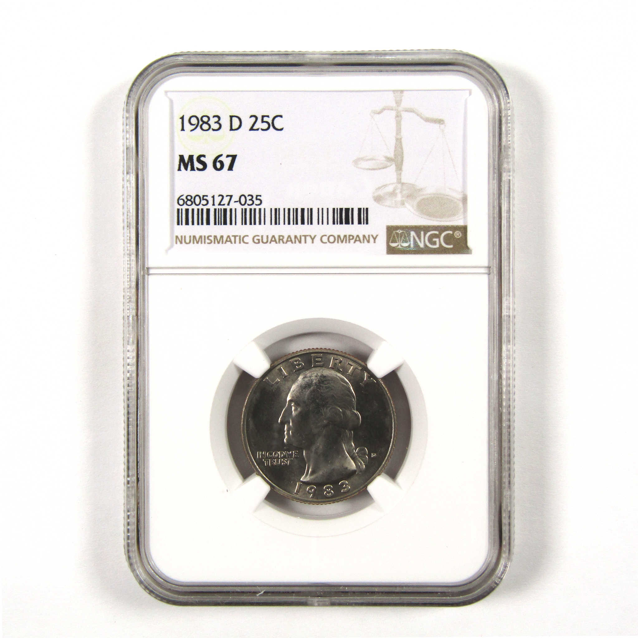 1983 D Washington Quarter MS 67 NGC Clad 25c Uncirculated SKU:I9568