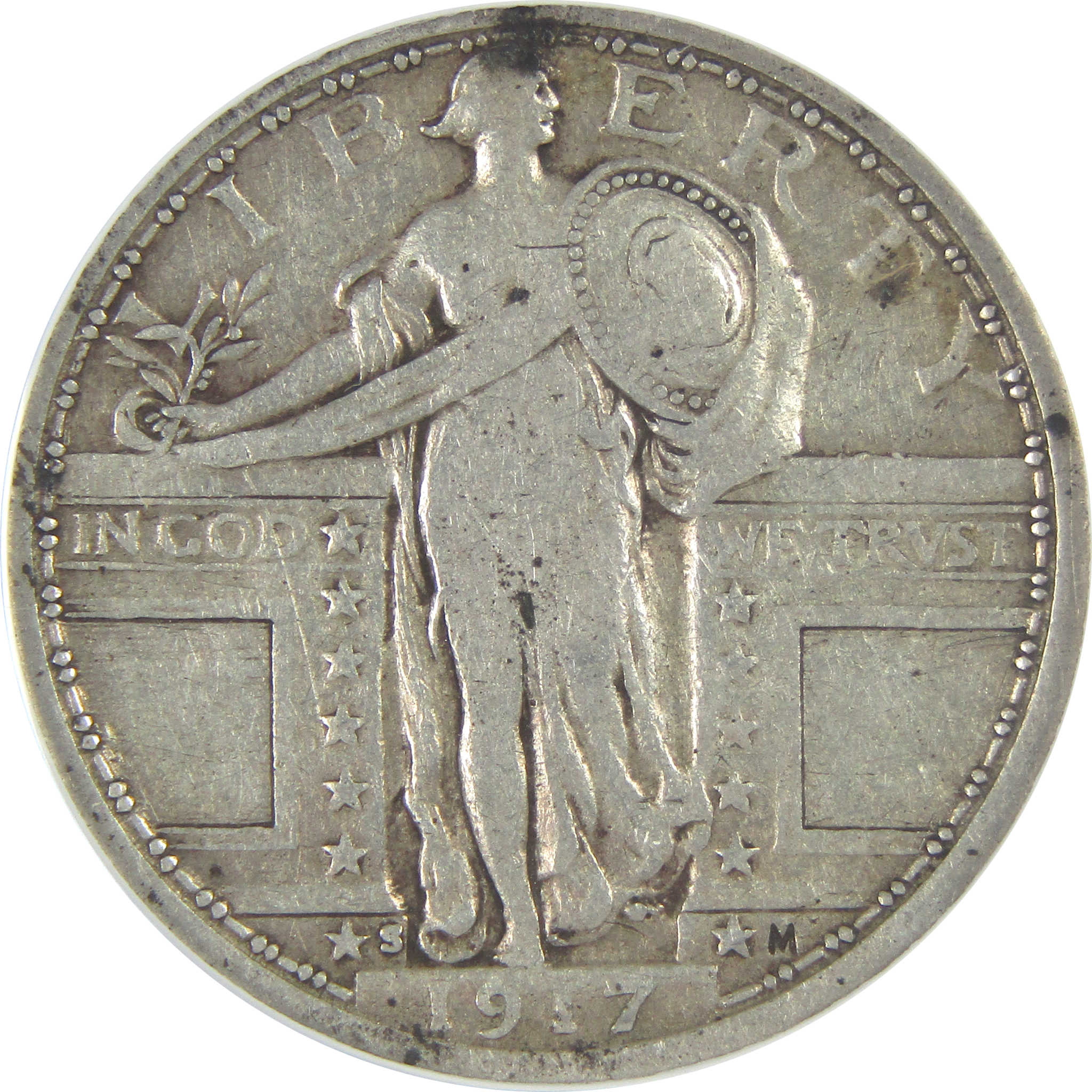 1917 S Type 1 Standing Liberty Quarter VF 20 ANACS Silver SKU:I16314