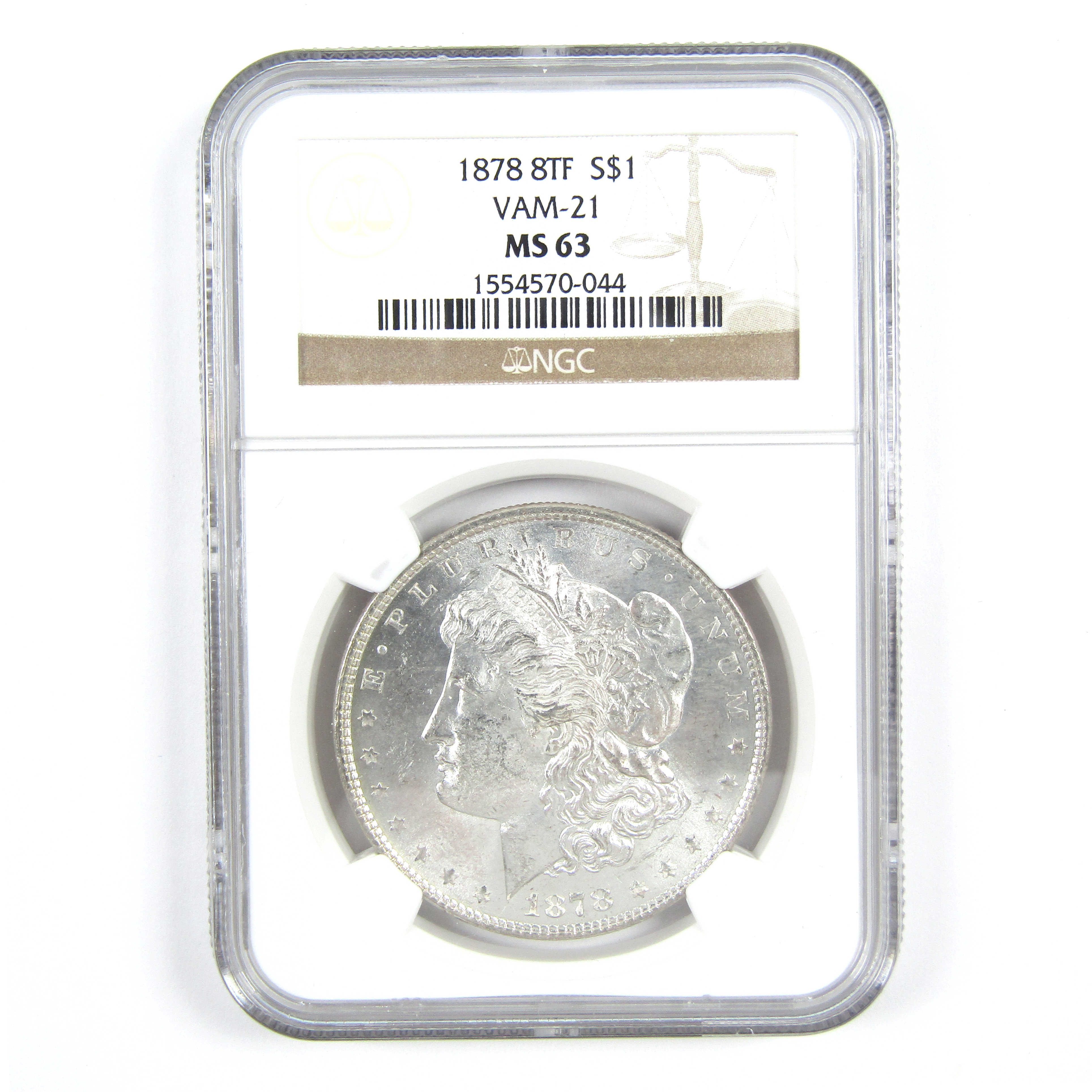 1878 8TF VAM-21 Morgan Dollar MS 63 NGC Silver $1 Coin SKU:CPC7303 - Morgan coin - Morgan silver dollar - Morgan silver dollar for sale - Profile Coins &amp; Collectibles