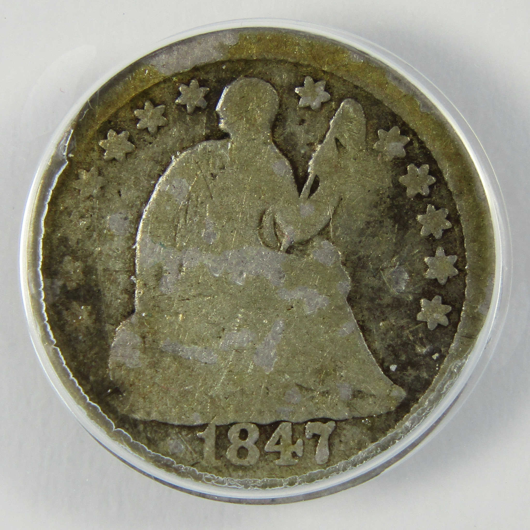 1847 Seated Liberty Silver Half Dime G 4 Details ANACS SKU:CP192