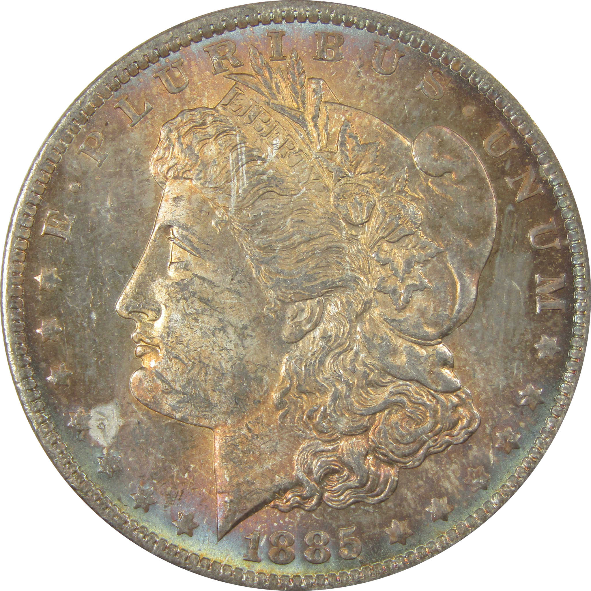 1885 O Morgan Dollar Uncirculated Silver $1 Coin Toned SKU:I22430