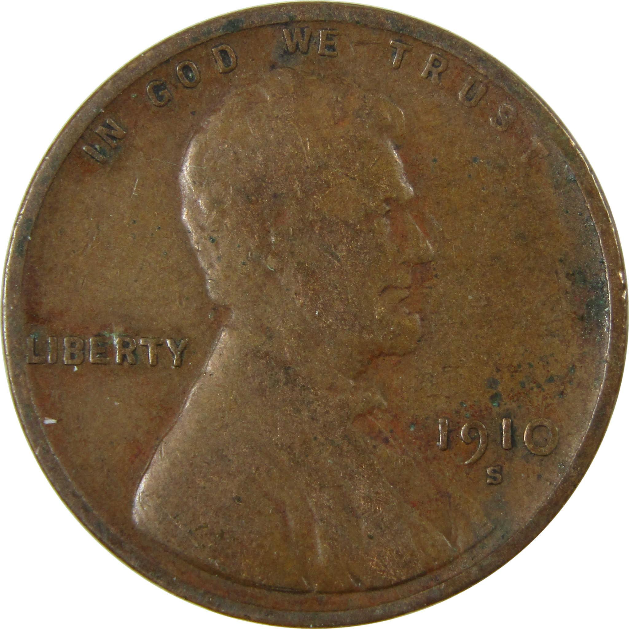 1910 S Lincoln Wheat Cent F Fine Penny 1c Coin Collectible SKU:I26352