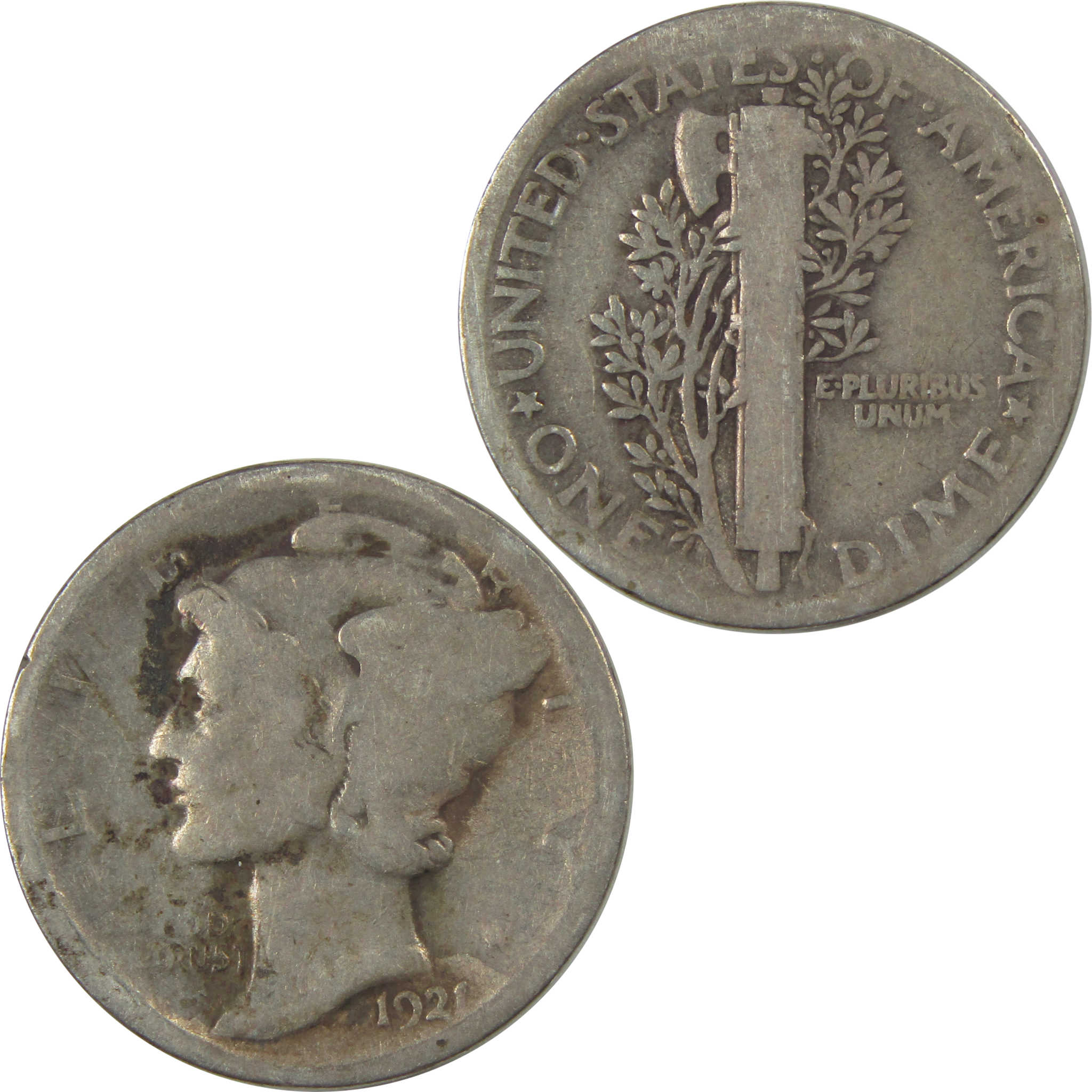 1921 Mercury Dime G Good Details Silver 10c Coin SKU:I22417