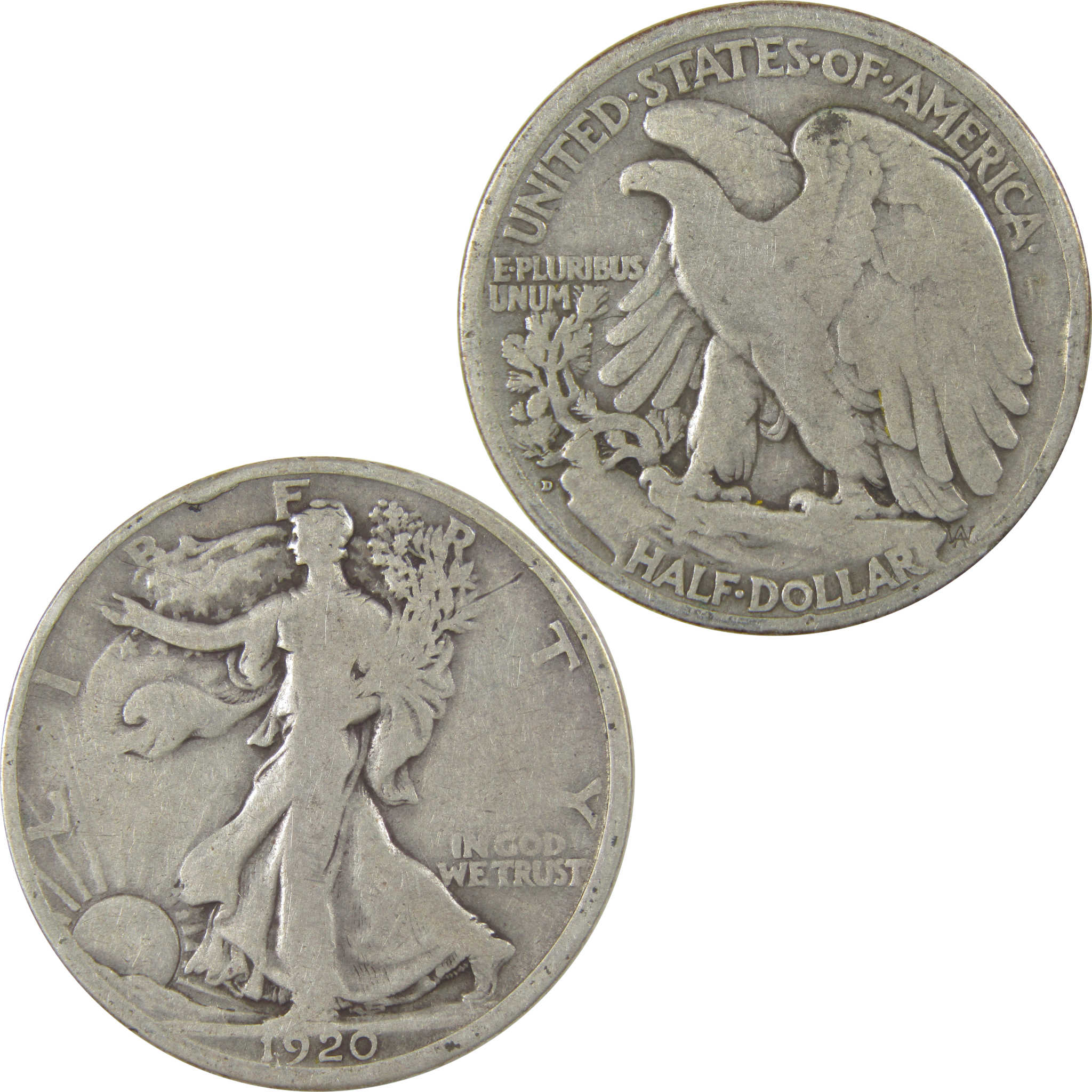1920 D Liberty Walking Silver Half Dollar VG Very Good Coin SKU:I24154