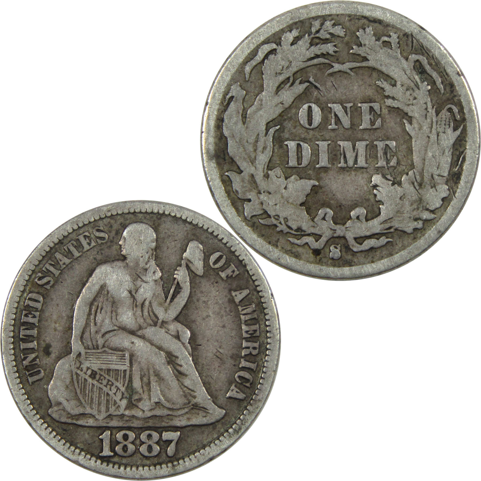 1887 S Seated Liberty Dime XF EF Extremely Fine Silver 10c SKU:I14061