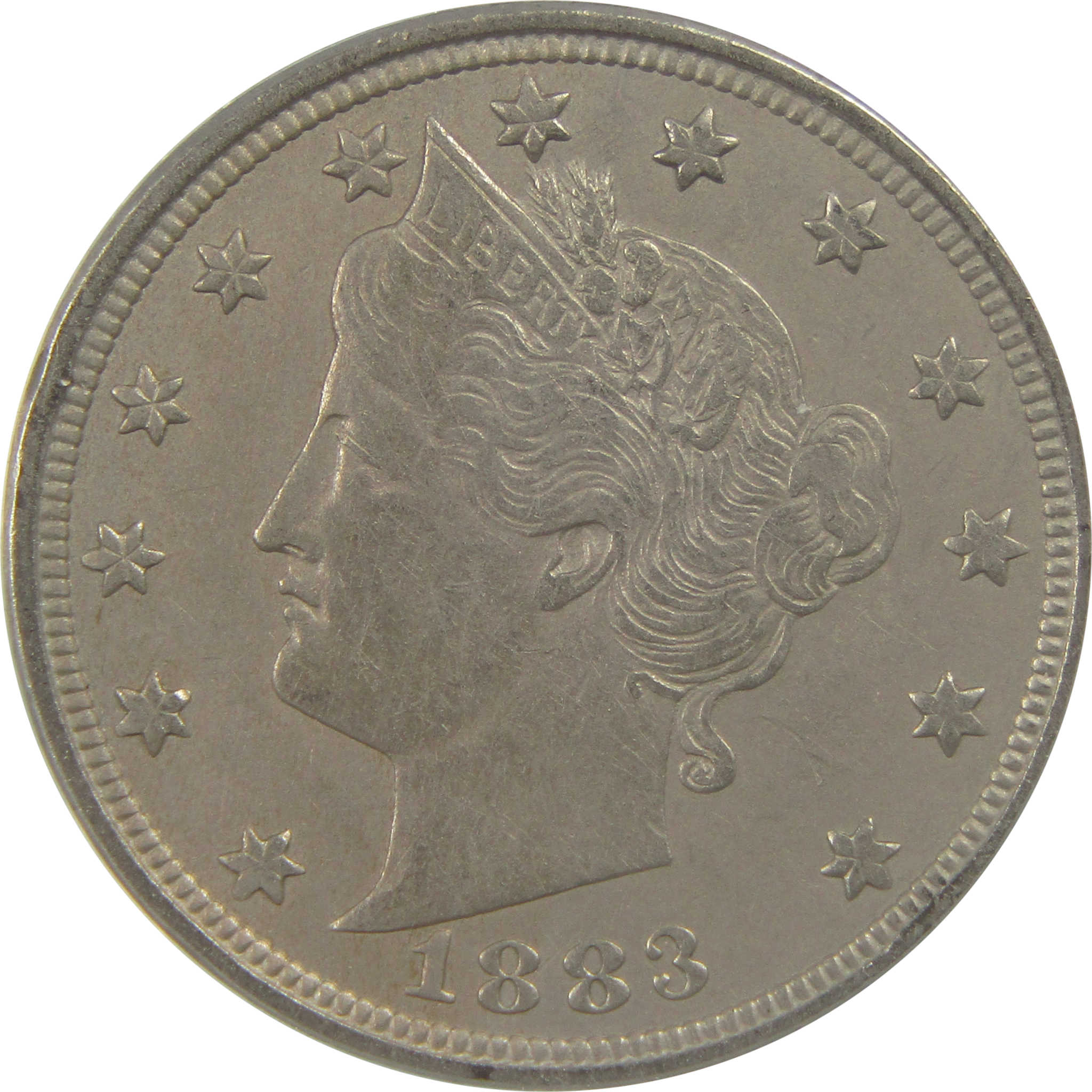 1883 With Cents Liberty Head V Nickel AU 50 Details ANACS SKU:I22317