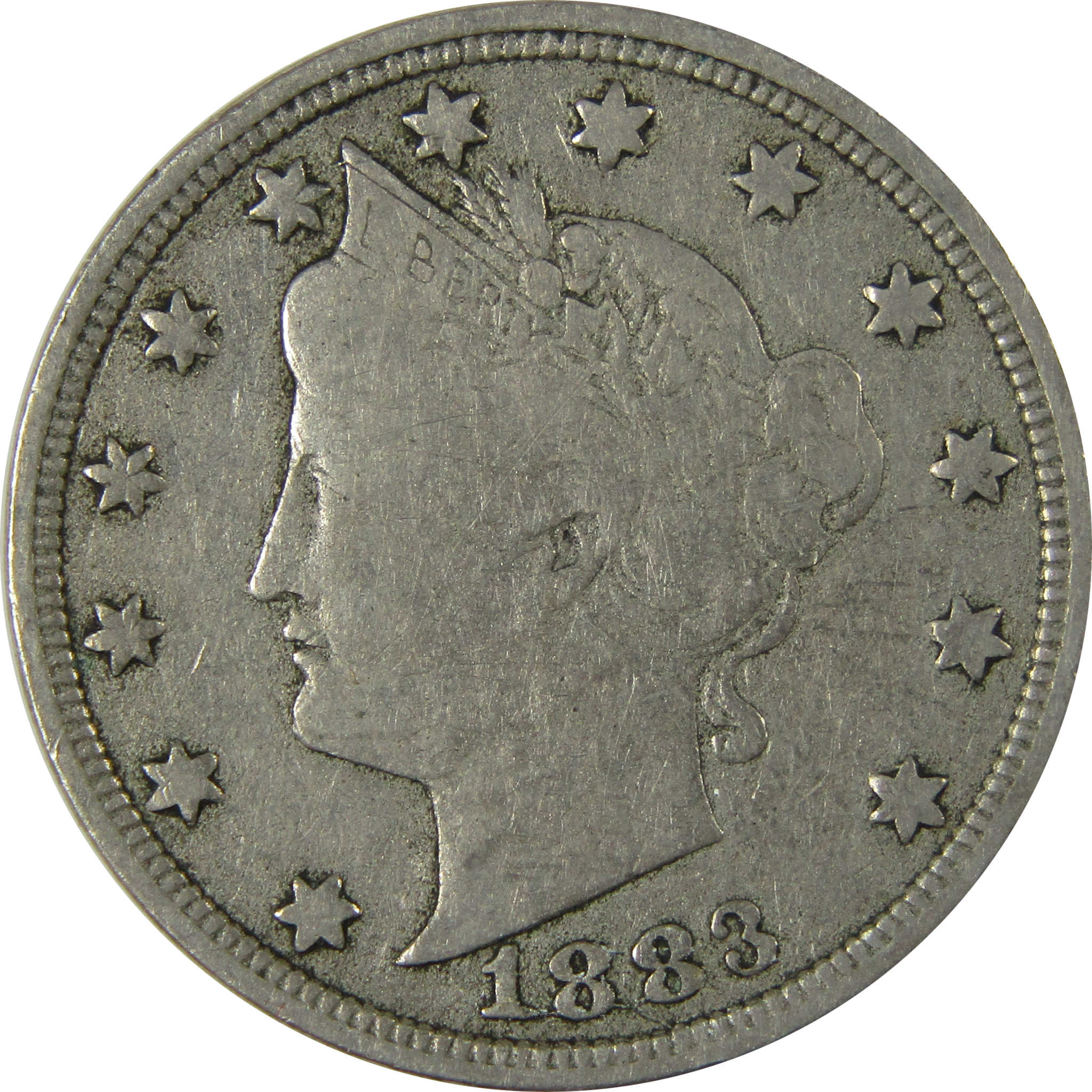 1883 No Cents Liberty Head V Nickel F Fine 5c Coin SKU:I26516