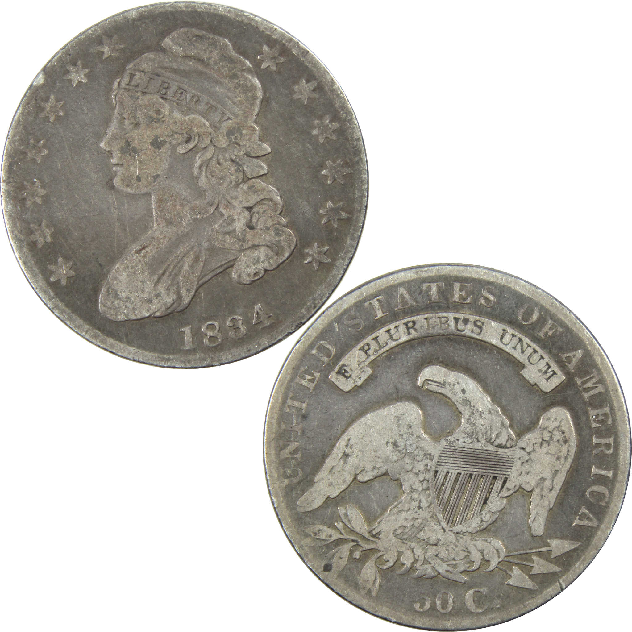1834 Small Date & Letters Capped Bust Half Dollar AG Silver SKU:I11764