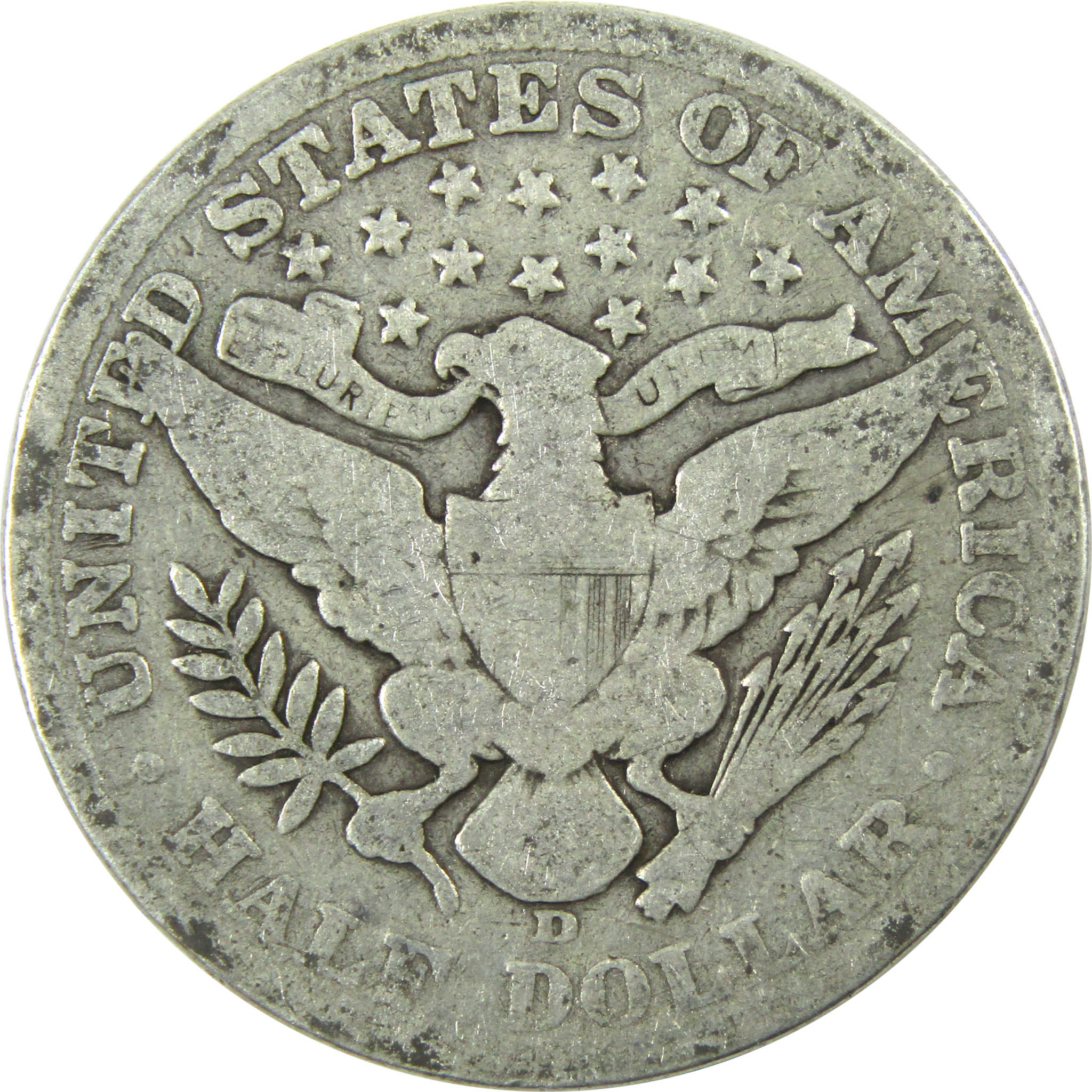 1907 D Barber Half Dollar G Good Silver 50c Coin SKU:I13287