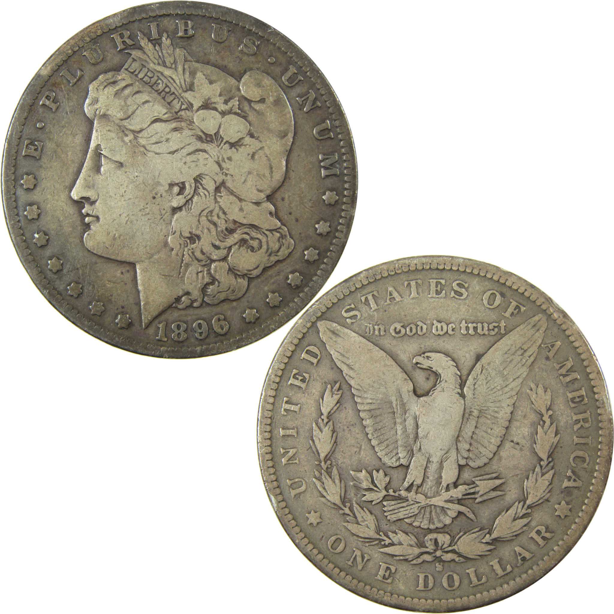 1896 S Morgan Silver Dollar VG Very Good $1 Coin SKU:CP1638