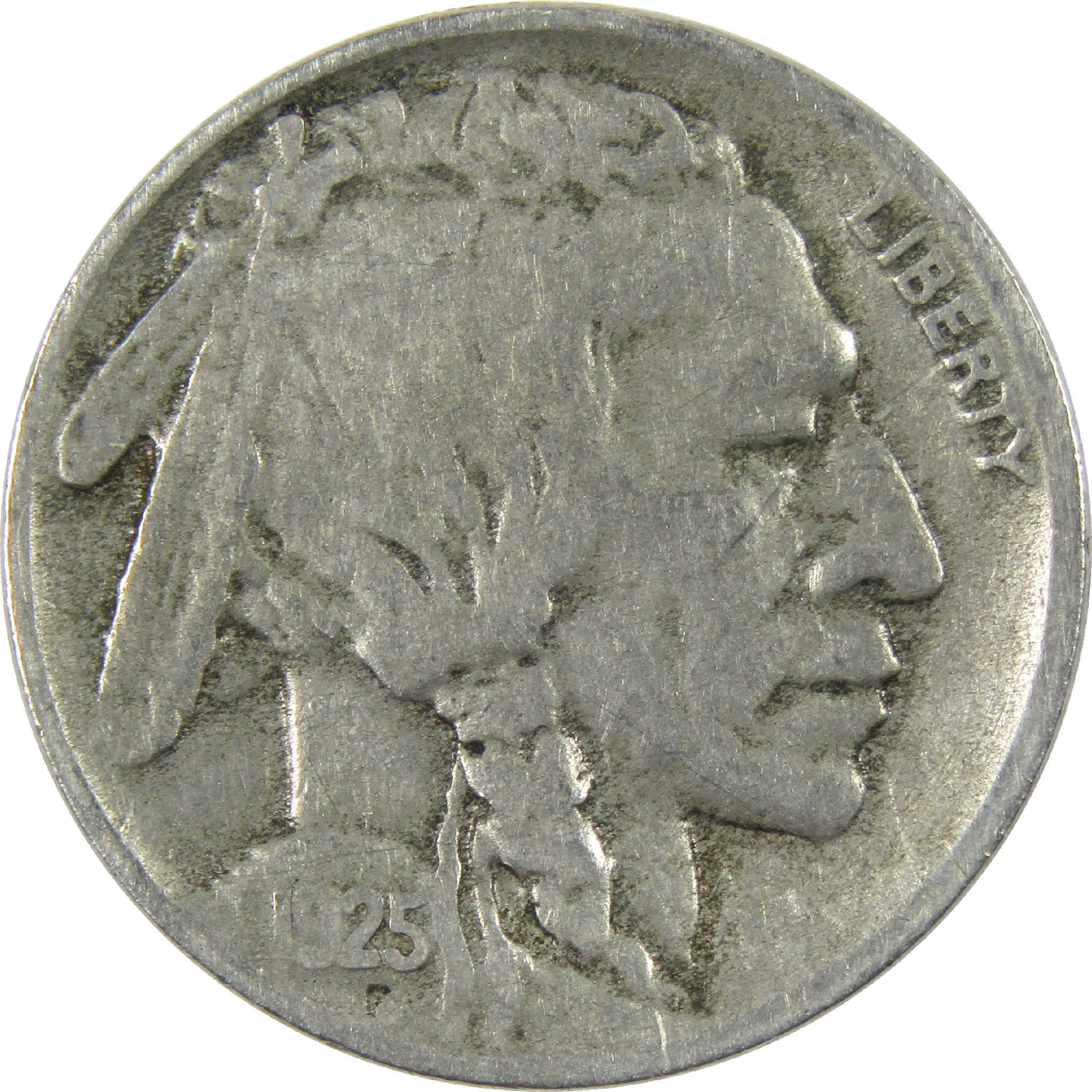 1925 Indian Head Buffalo Nickel F Fine 5c Coin SKU:I11854