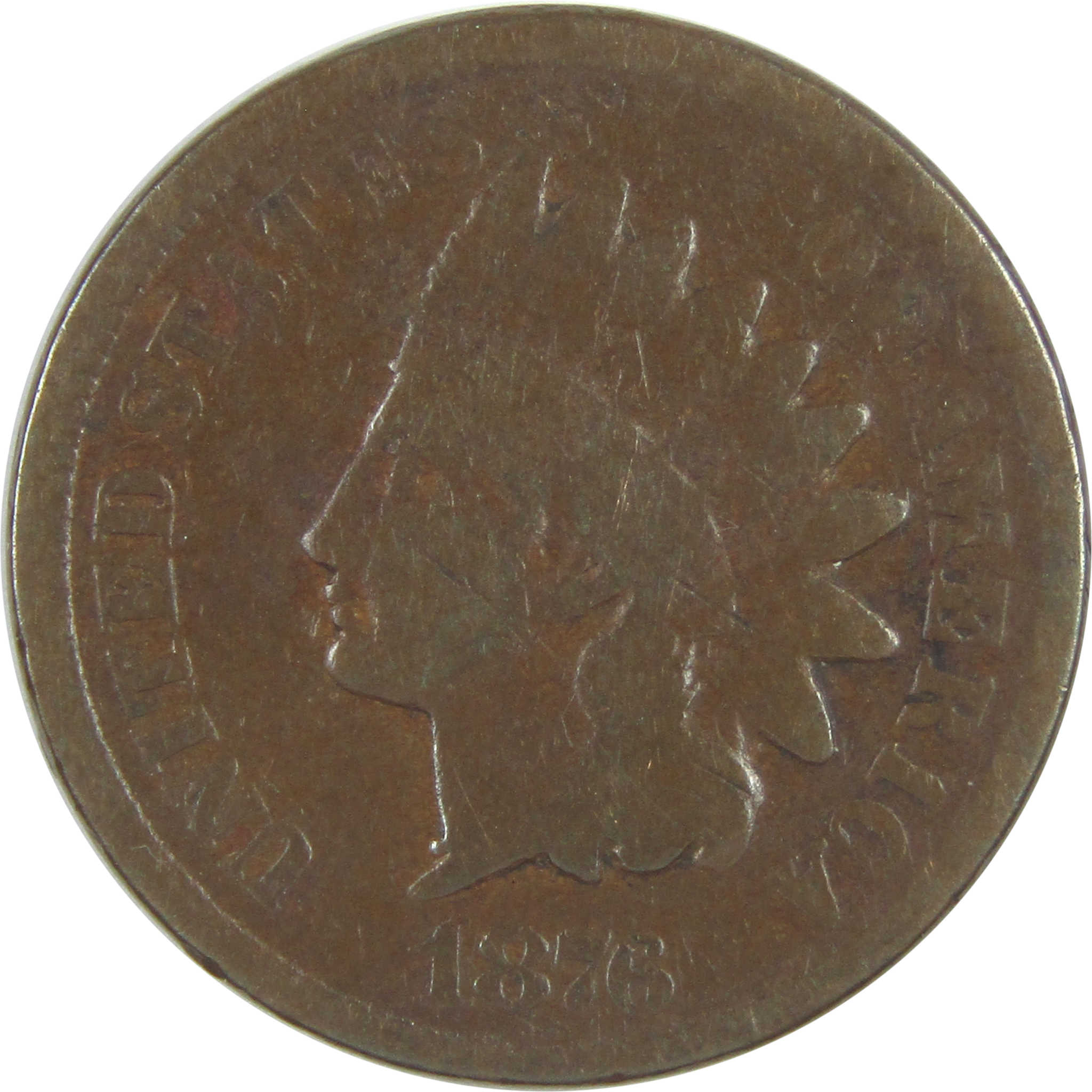 1876 Indian Head Cent AG About Good Penny 1c Coin SKU:I15547