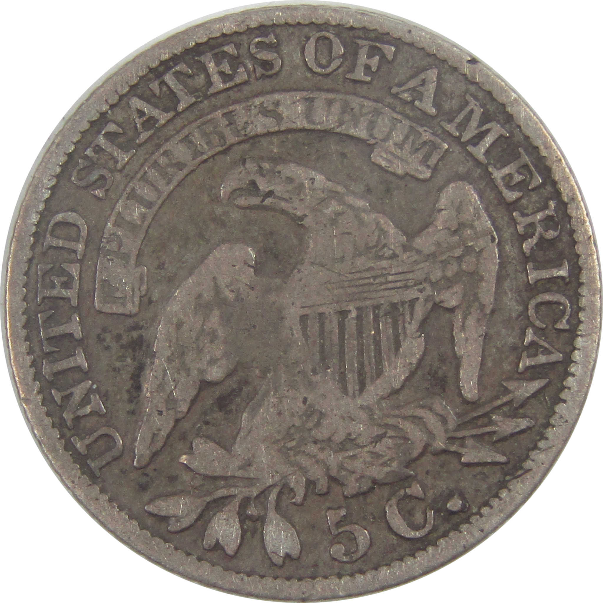 1833 Capped Bust Half Dime F Fine Silver 5c Coin SKU:I16729