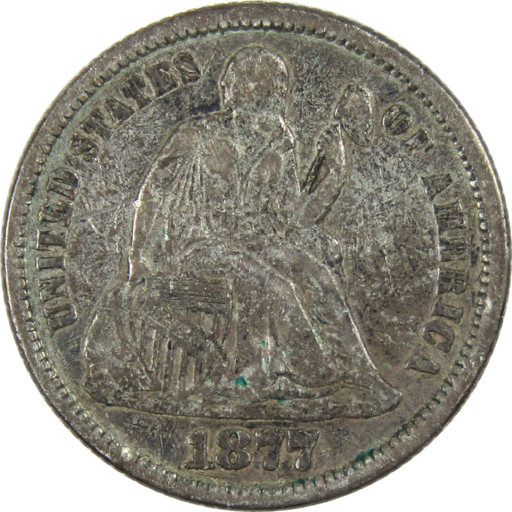 1877 Seated Liberty Dime VF Very Fine Silver 10c Coin SKU:I12275