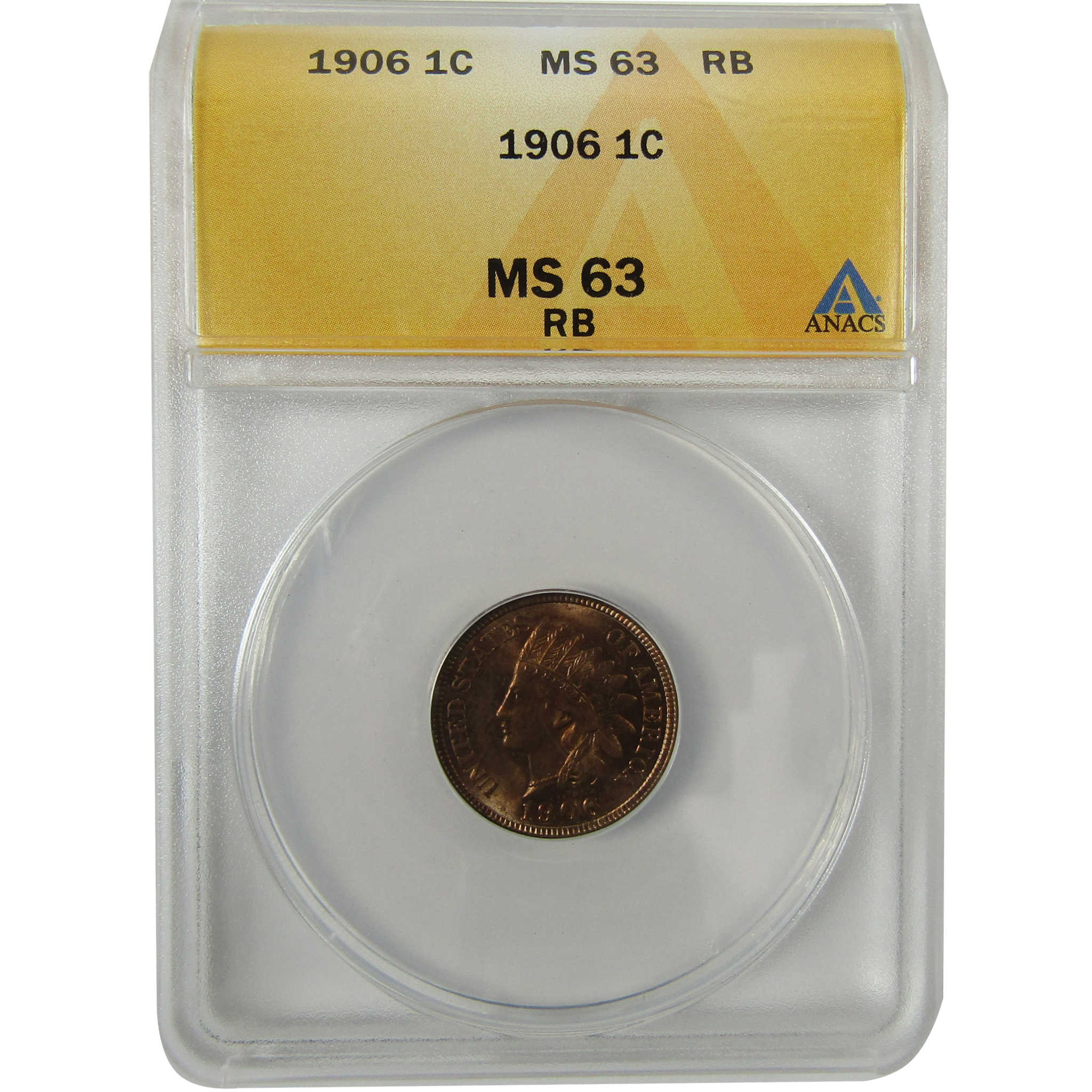 1906 Indian Head Cent MS 63 RB ANACS Uncirculated Penny SKU:I28409