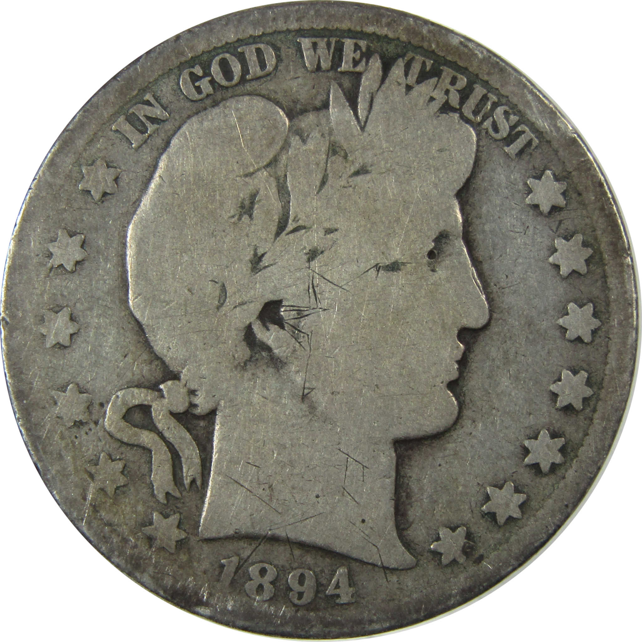 1894 S Barber Silver Half Dollar G Good Details 50c Coin SKU:I25812