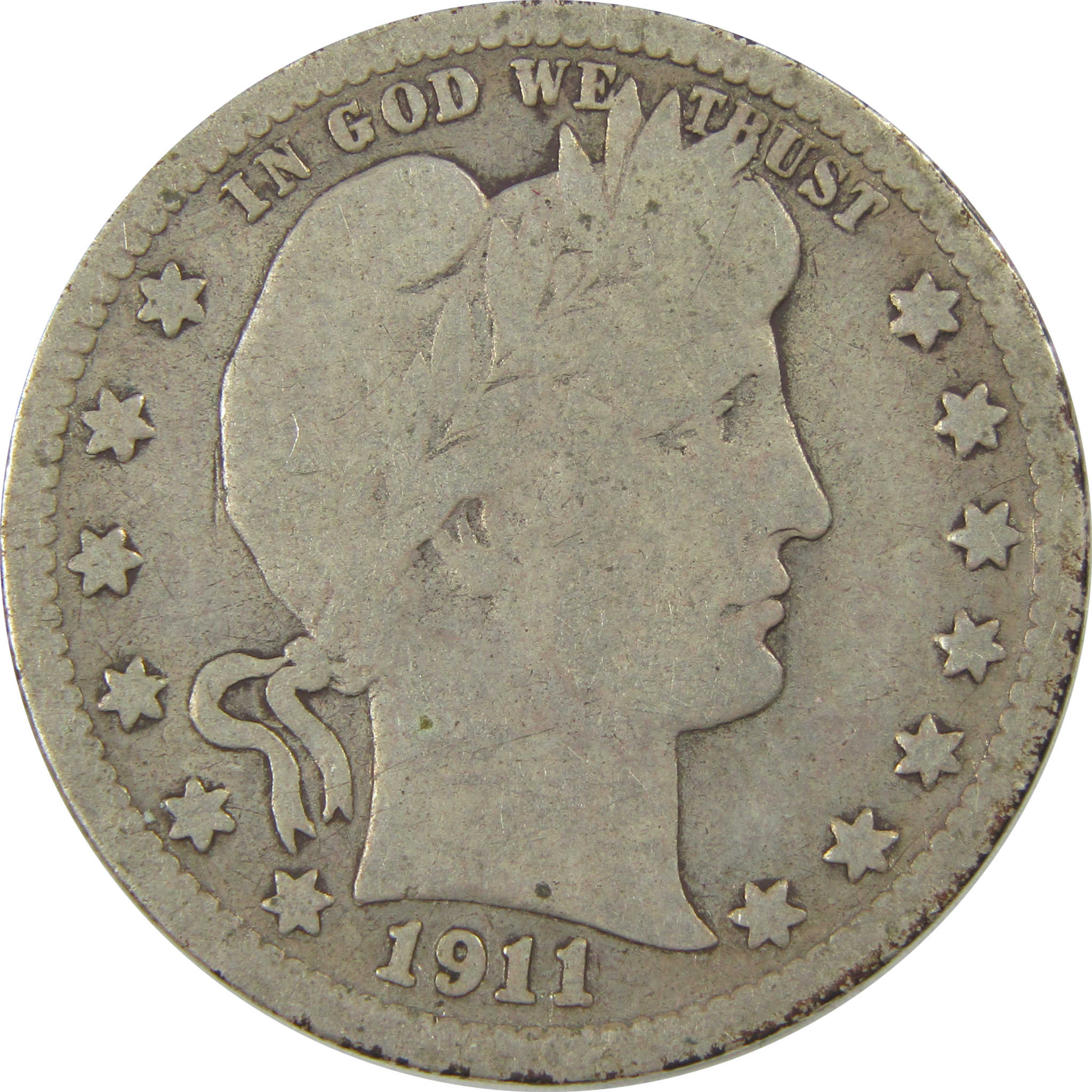1911 D Barber Quarter G Good Silver 25c Coin SKU:I21840