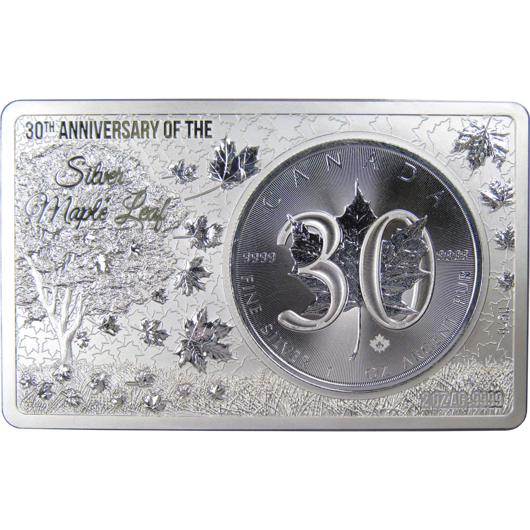 2018 Canadian Maple Leaf 30th Anniversary 3 oz Silver Coin & Bar Set