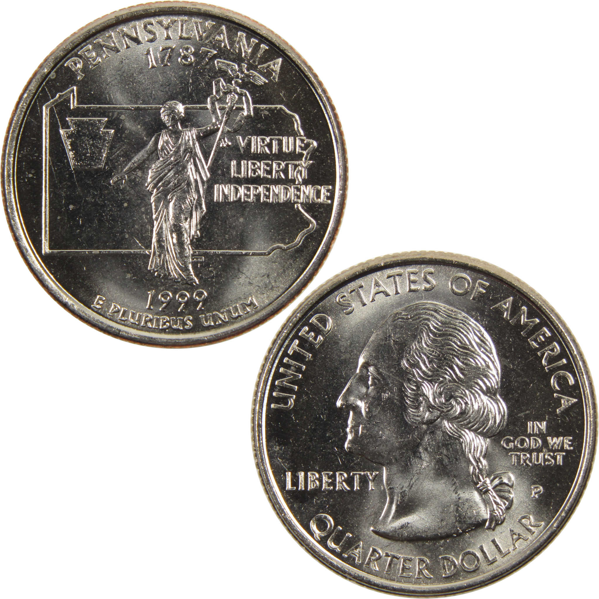 1999 P Pennsylvania State Quarter BU Uncirculated Clad 25c Coin