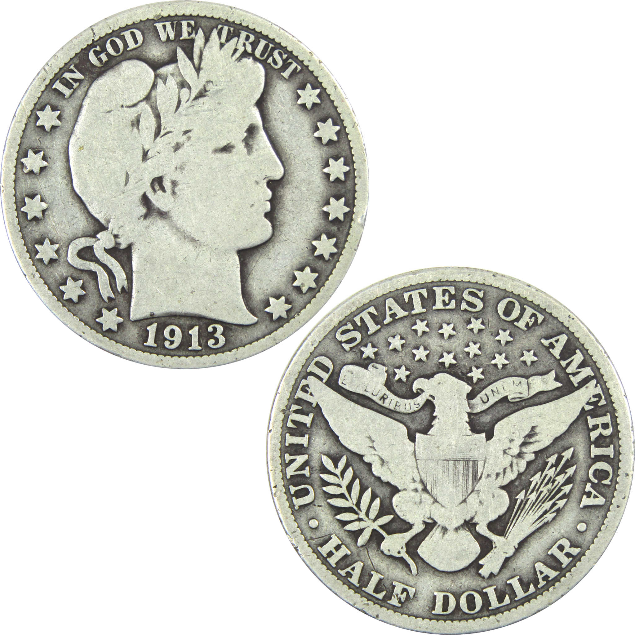 1913 Barber Half Dollar G Good Silver 50c Coin SKU:I14357