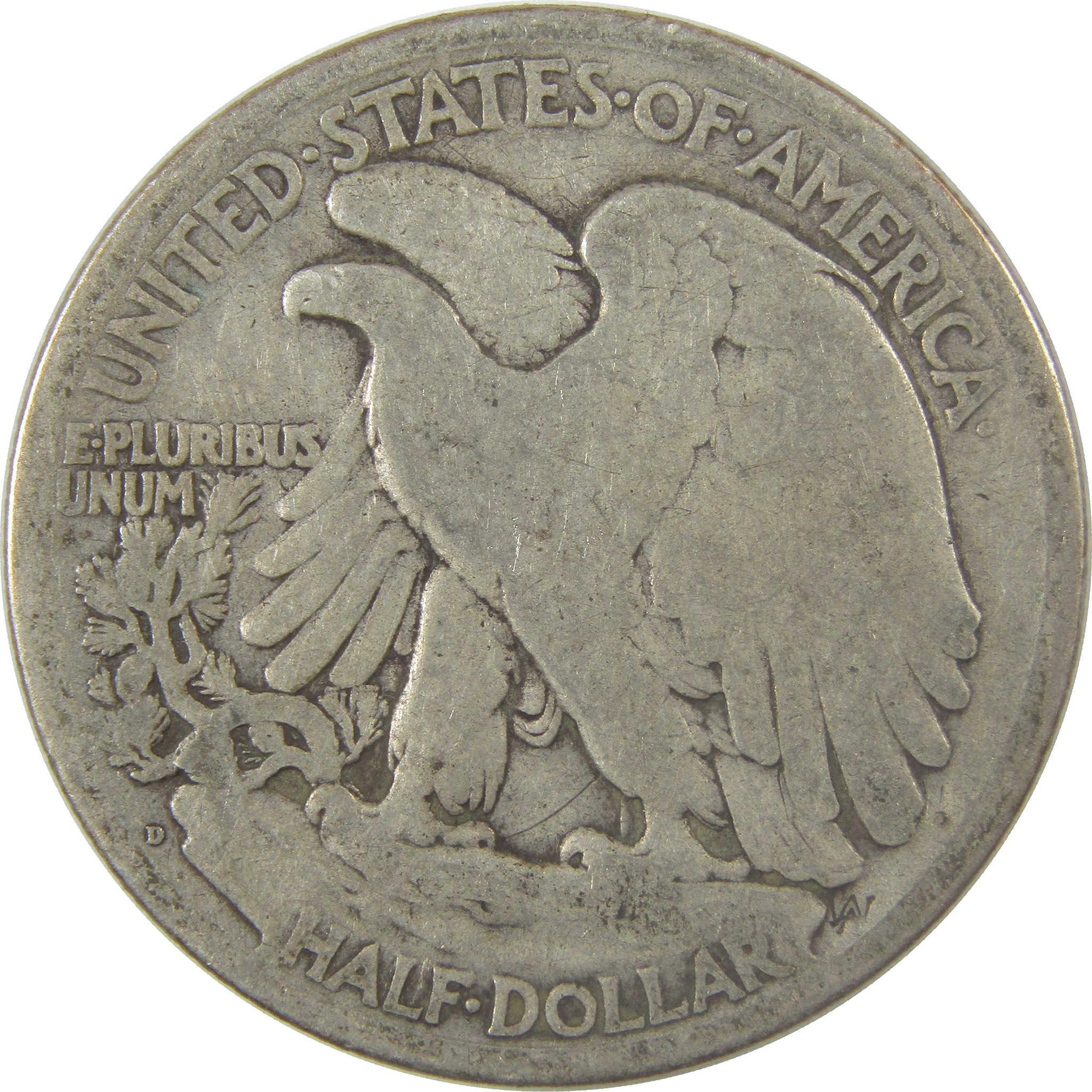 1919 D Liberty Walking Silver Half Dollar VG Very Good SKU:I23575