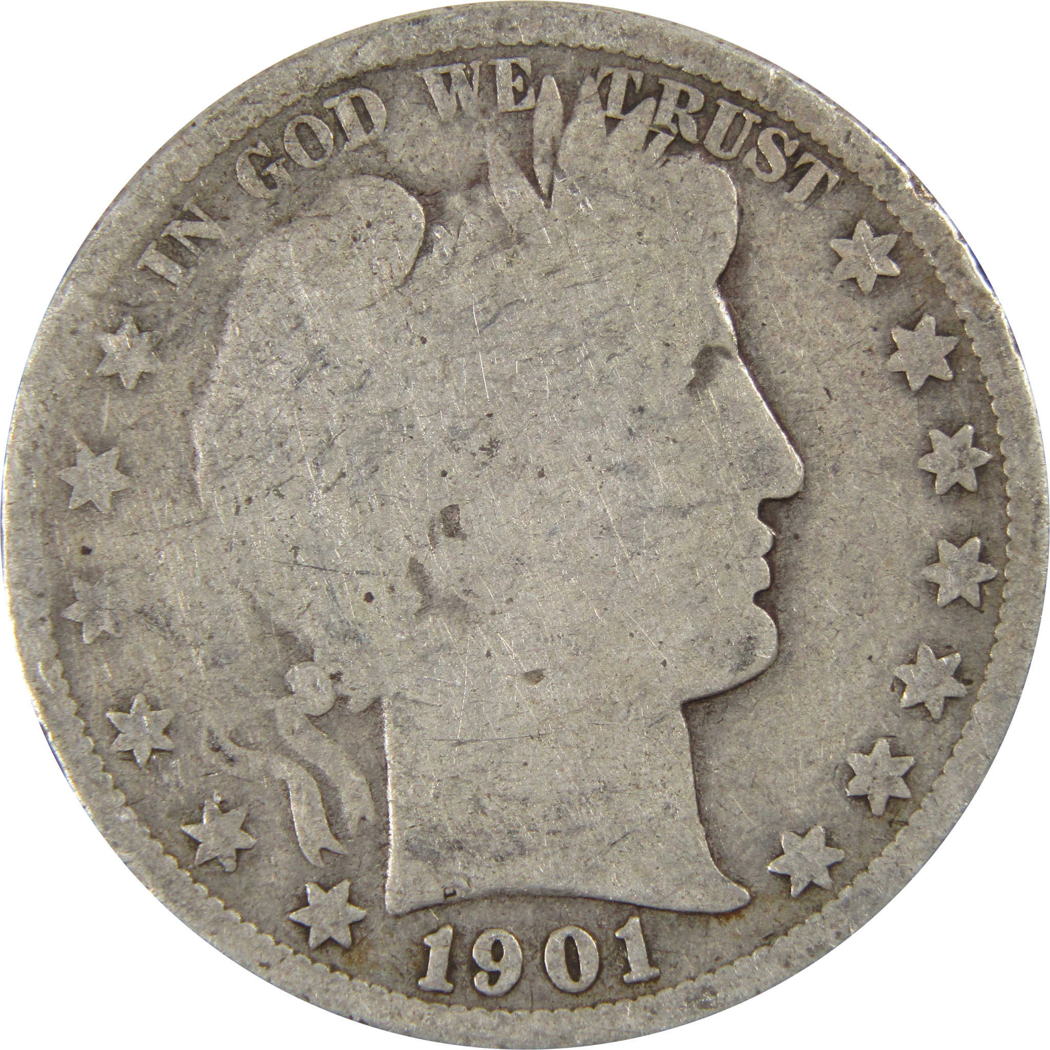 1901 S Barber Half Dollar AG About Good 90% Silver 50c Coin SKU:I7857