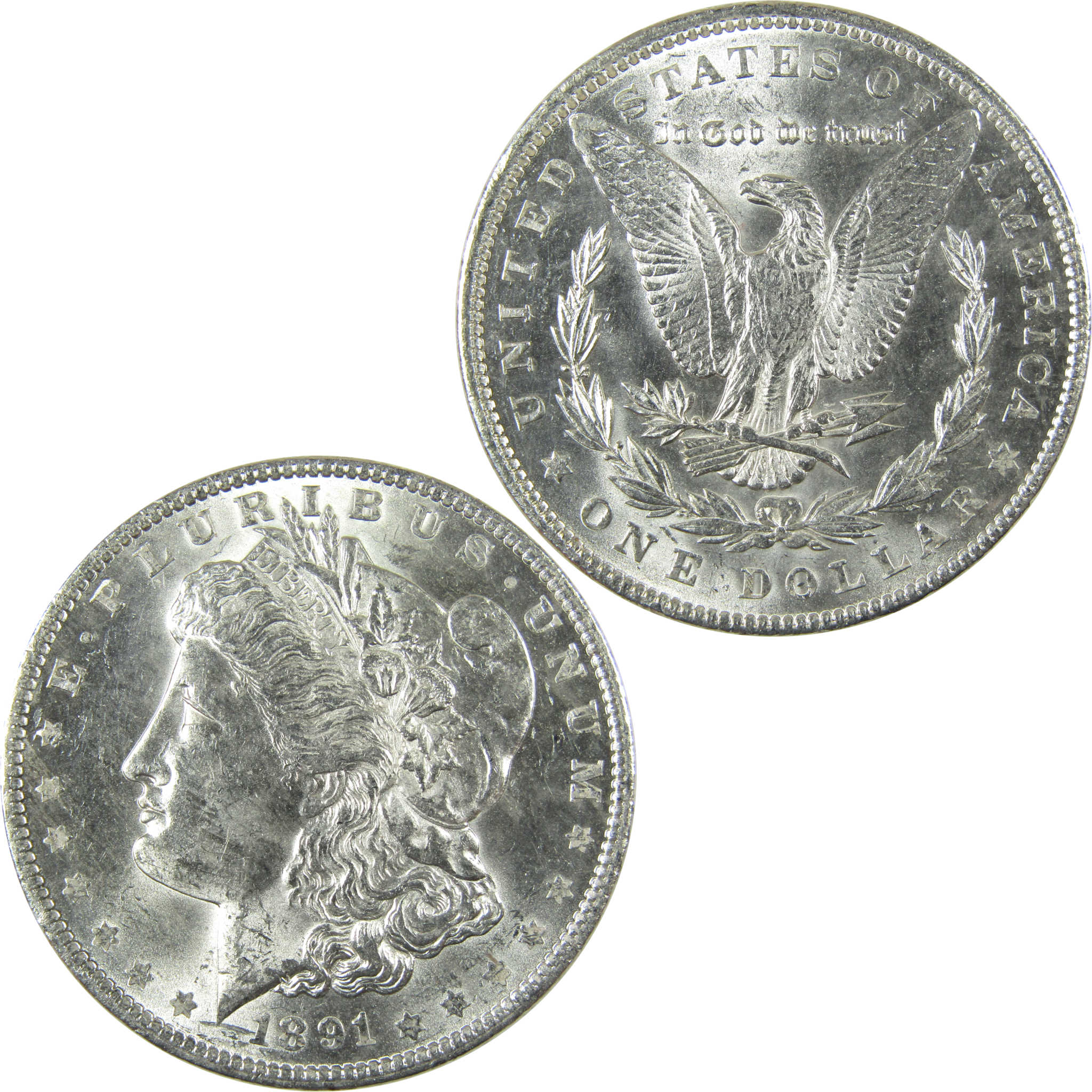 1891 Morgan Silver Dollar Uncirculated Mint State $1 Coin SKU:I27088