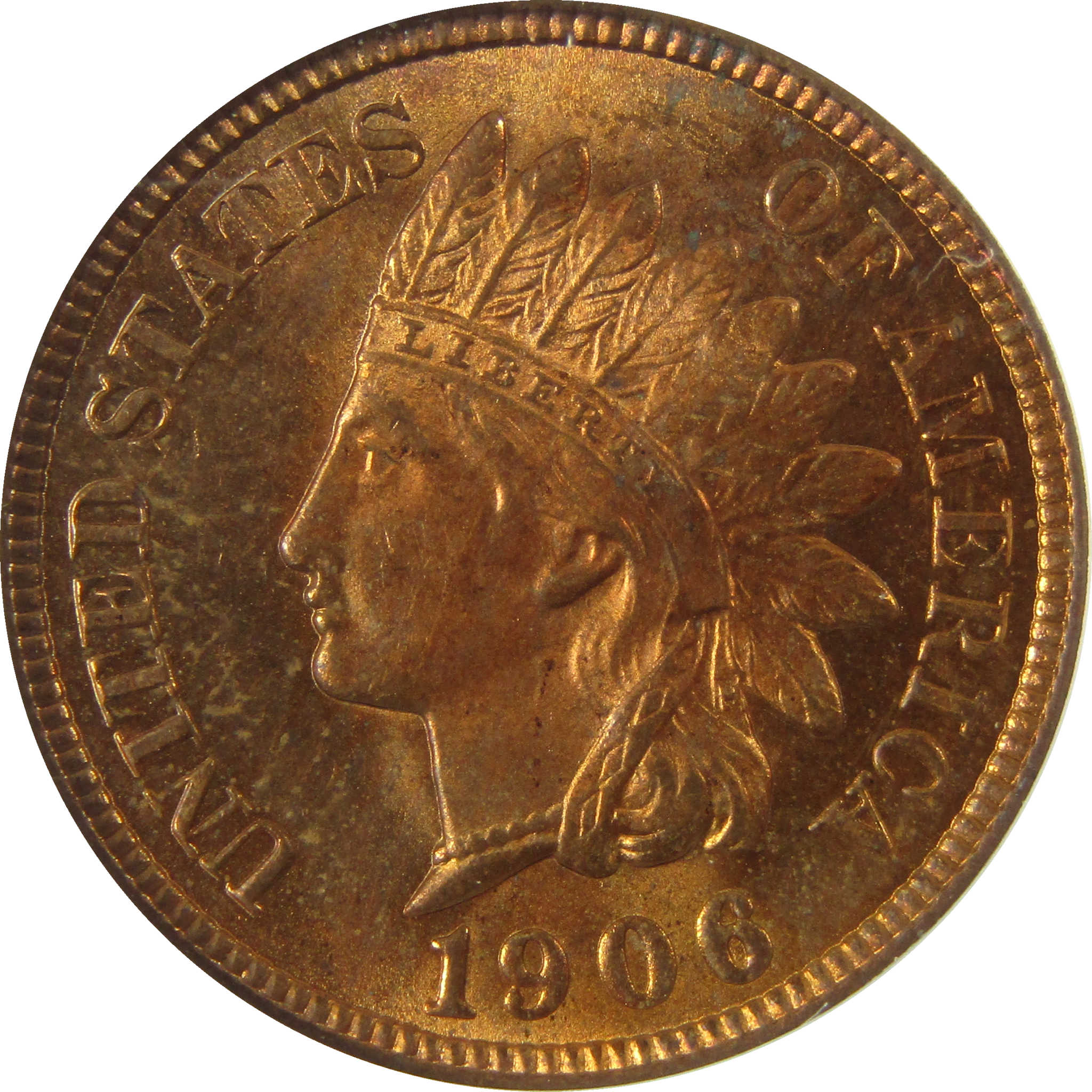 1906 Indian Head Cent MS 62 RB ANACS Uncirculated Penny SKU:I28413