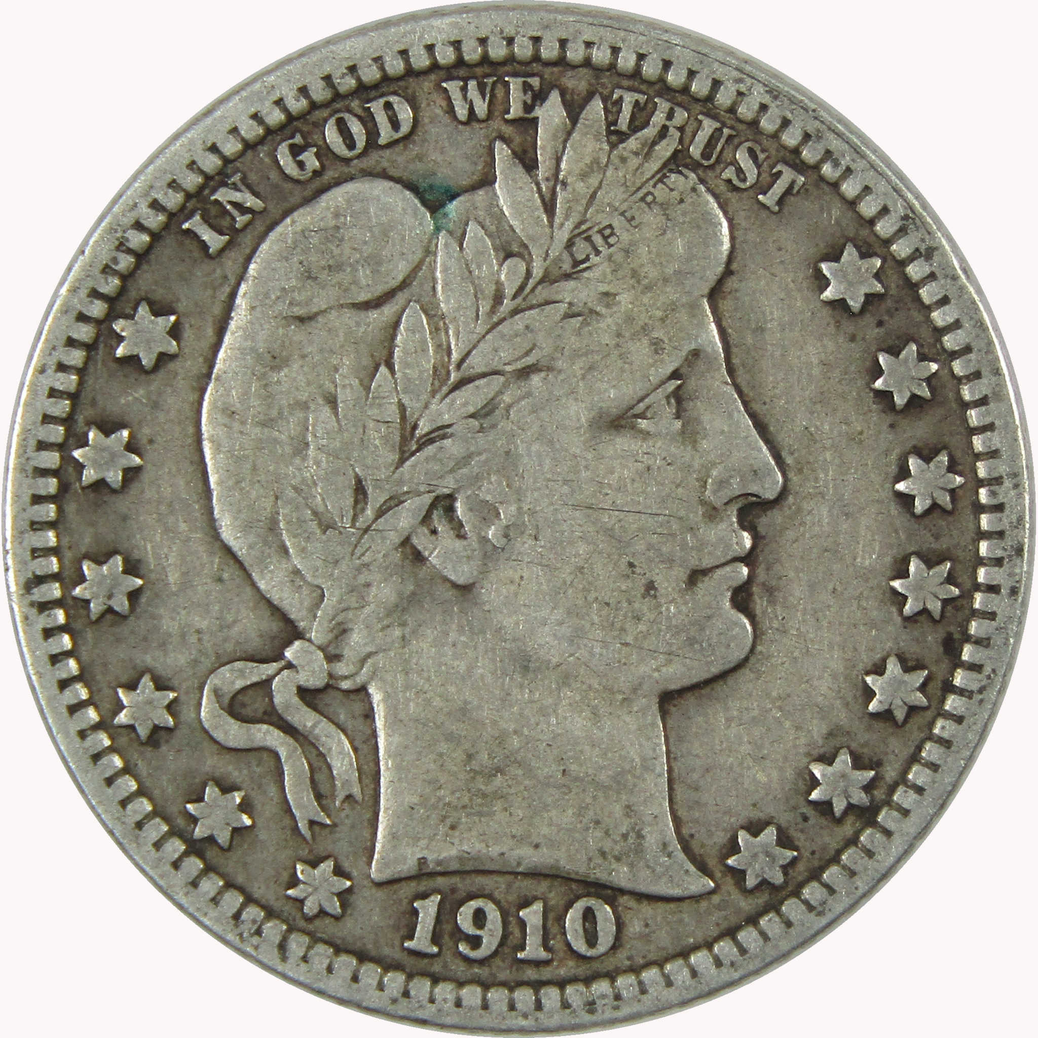 1910 Barber Silver Quarter F Fine 25c Coin Collectible