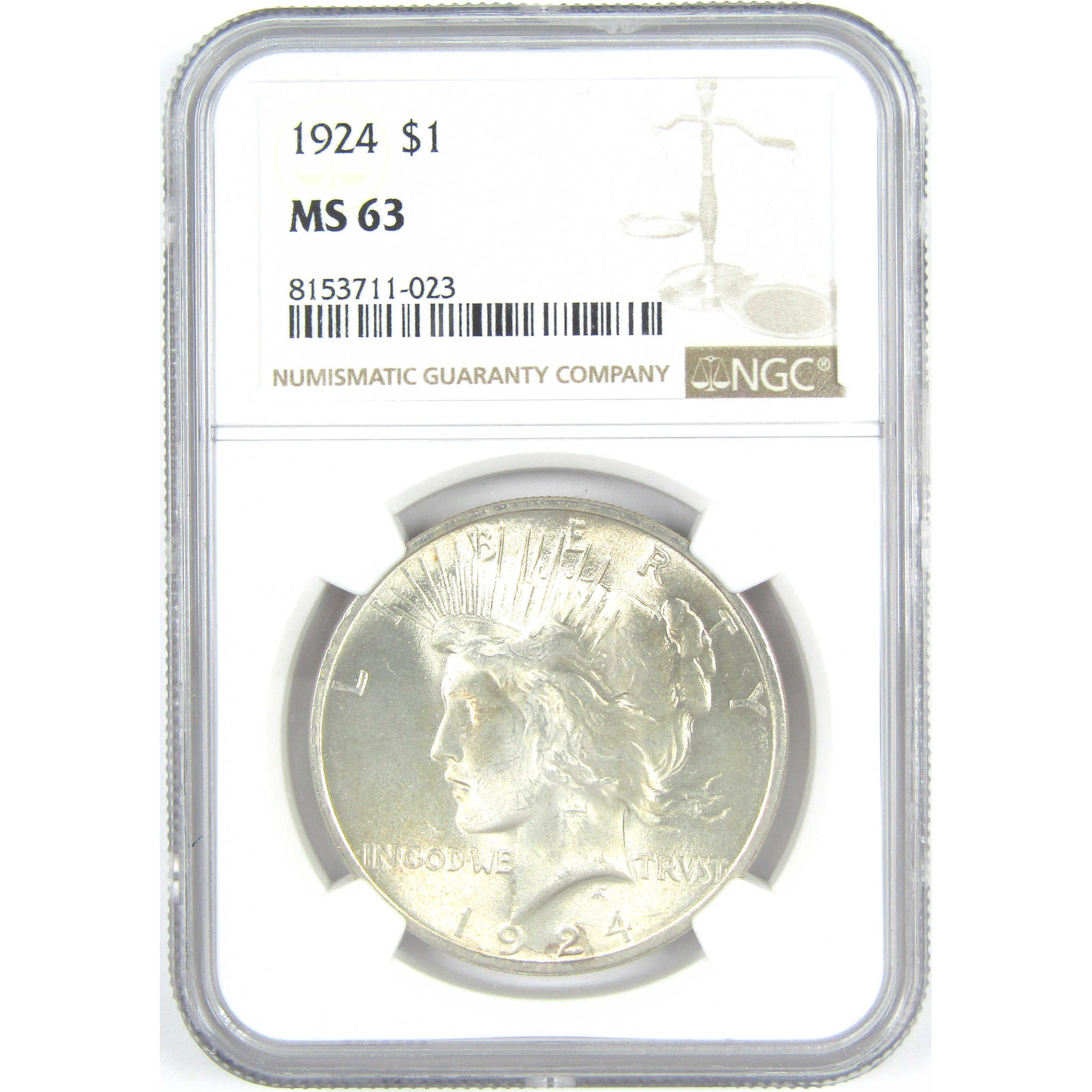 1924 Peace Dollar MS 63 NGC Silver $1 Uncirculated Coin SKU:I15289