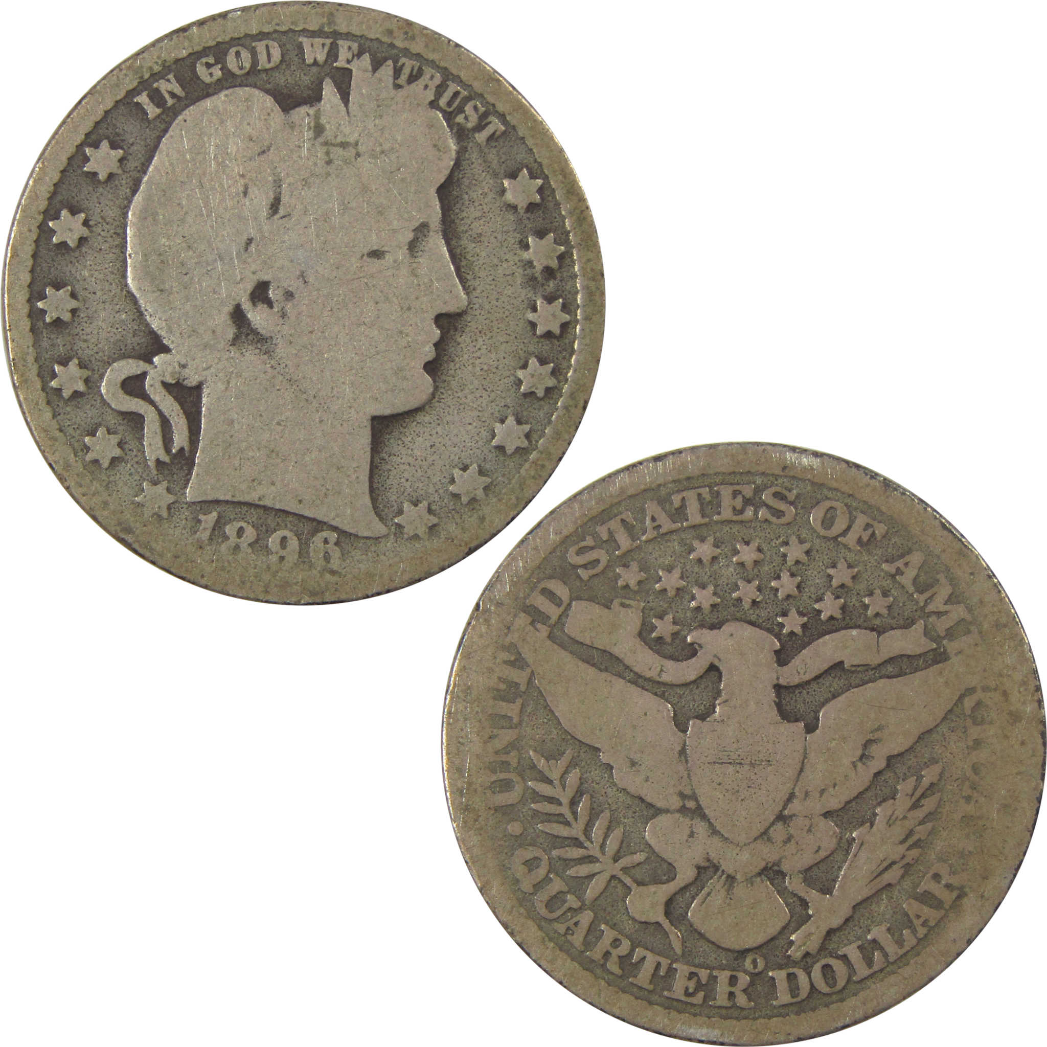 1896 O Barber Quarter AG About Good Silver 25c Coin SKU:I21881