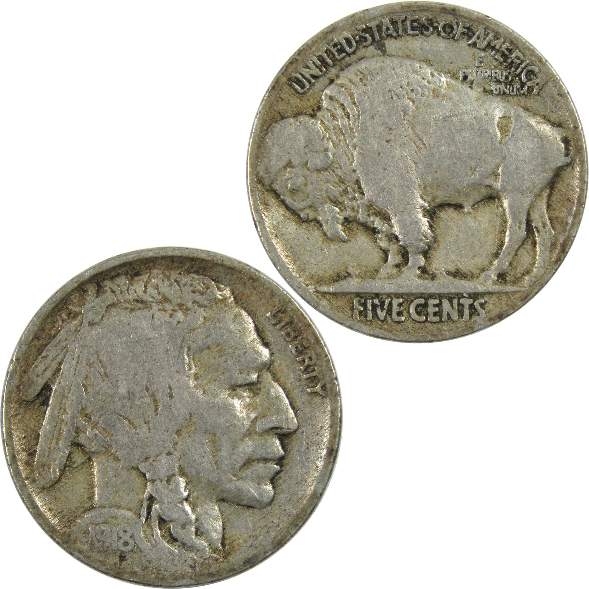 1918 Indian Head Buffalo Nickel VG Very Good 5c Coin SKU:I13005