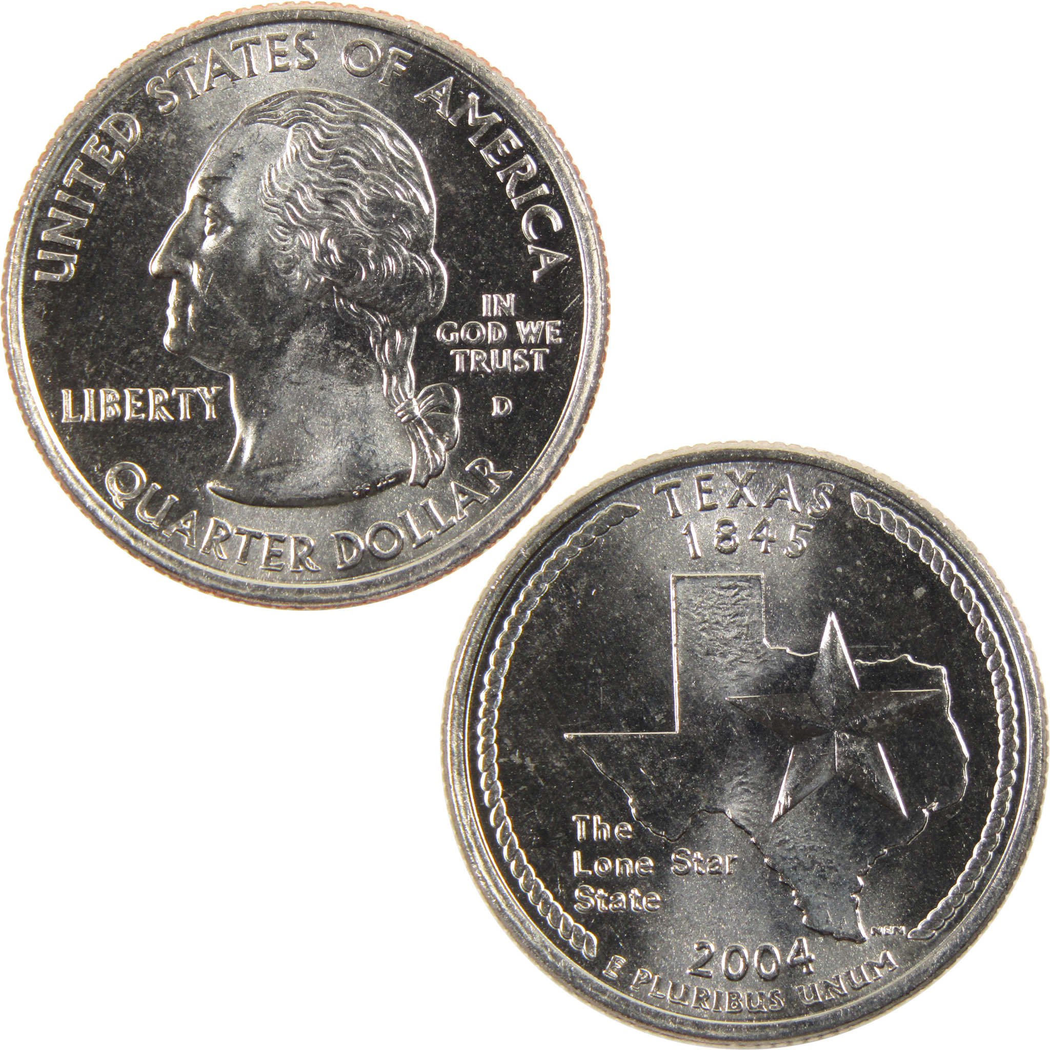 2004 D Texas State Quarter BU Uncirculated Clad 25c Coin