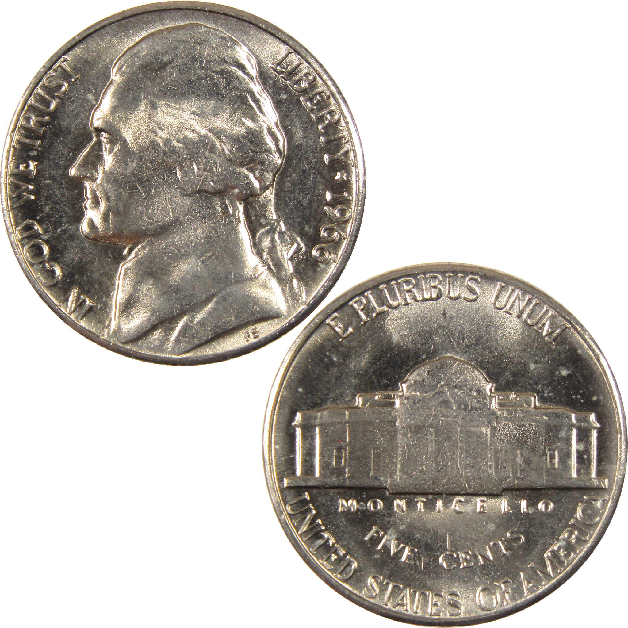 1966 Jefferson Nickel Uncirculated 5c Coin