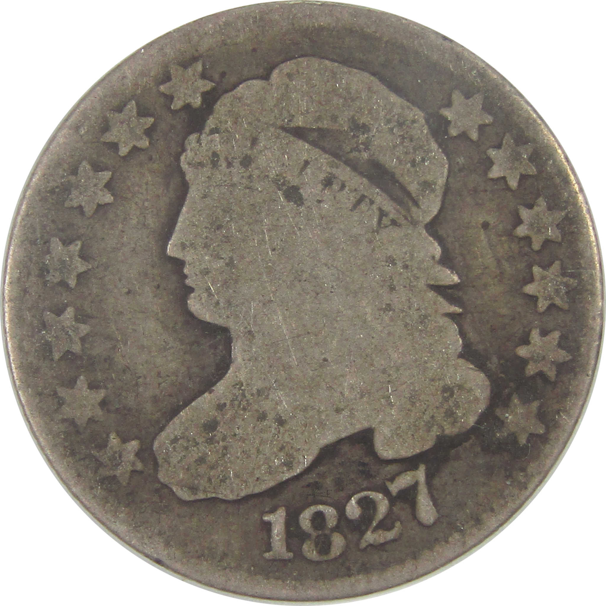 1827 Pointed Top Capped Bust Dime AG About Good Silver 10c SKU:I16722