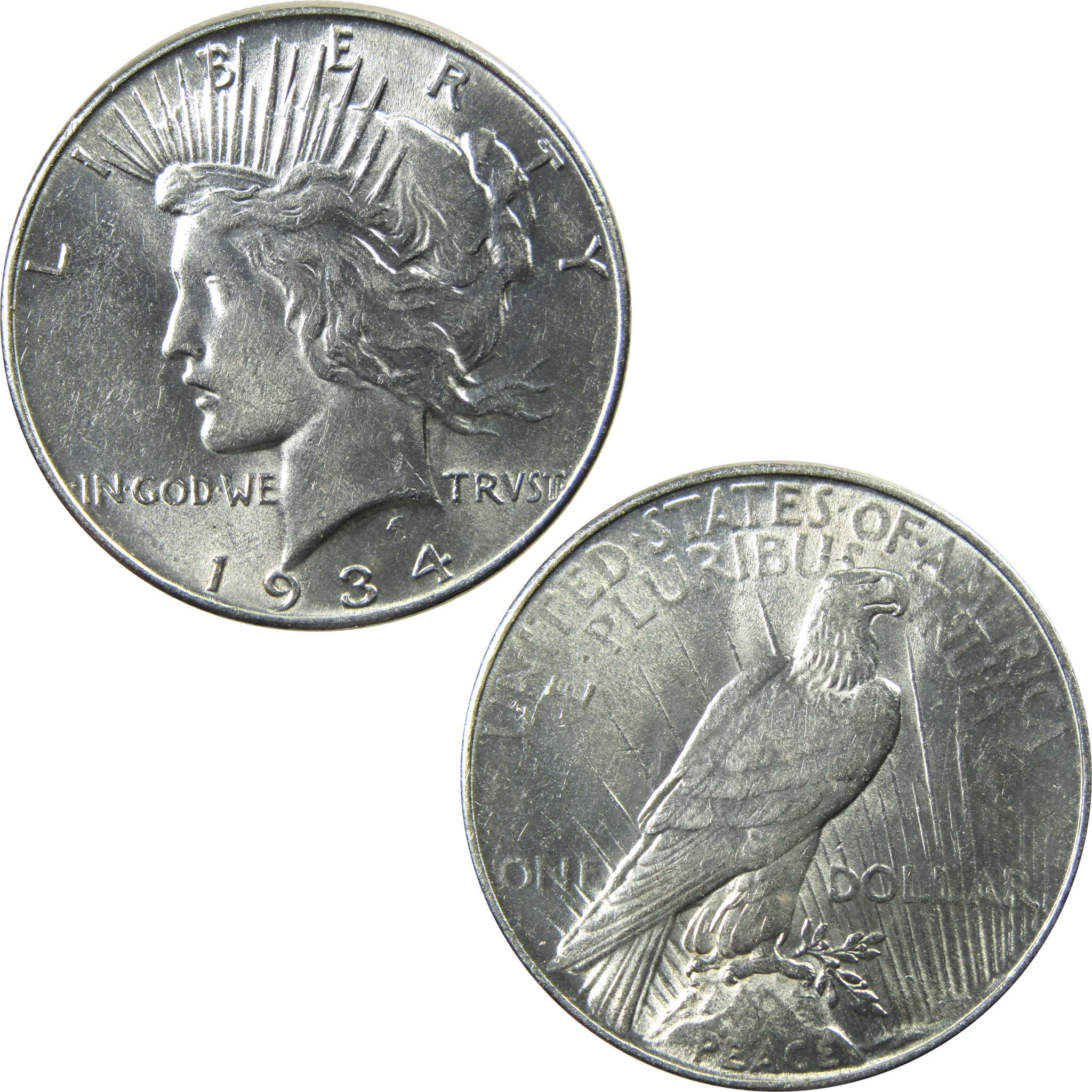 1934 Peace Dollar AU About Uncirculated Silver $1 Coin SKU:I13636