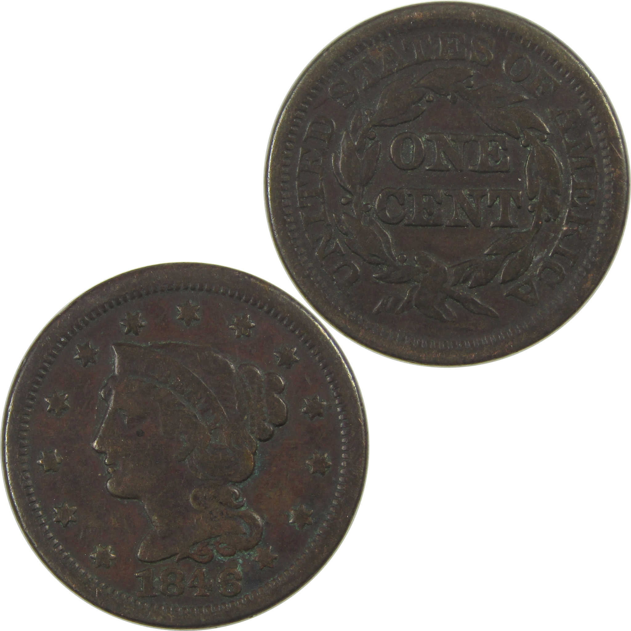 1846 Small Date Braided Hair Large Cent F Fine Copper SKU:CPC0770