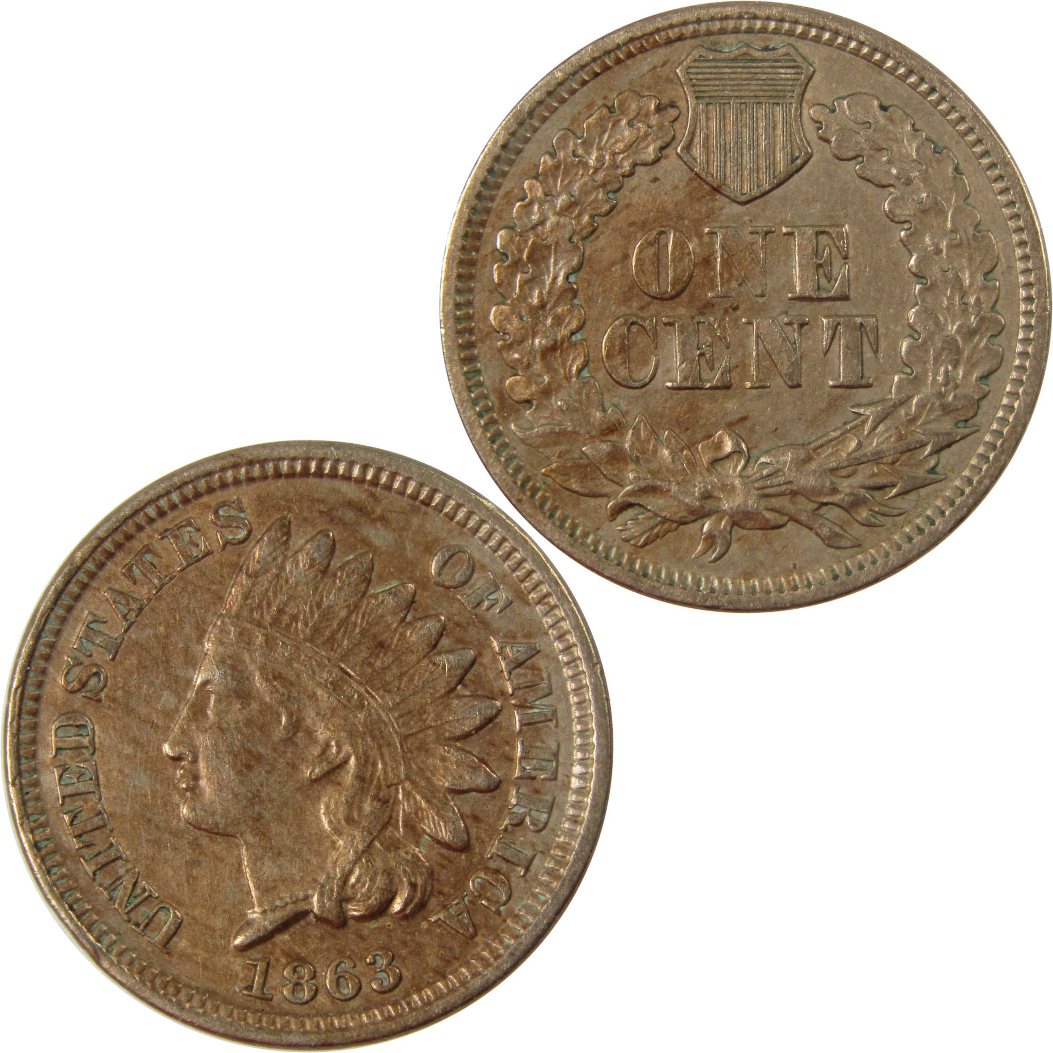 1863 Indian Head Cent XF EF Extremely Fine Penny 1c Coin SKU:CP1224