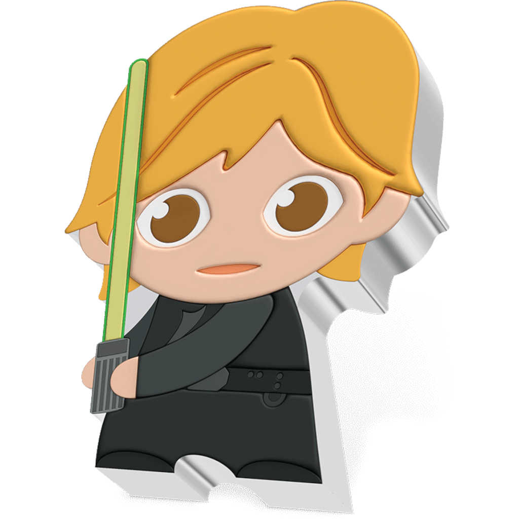 Star Wars Luke Skywalker Chibi 1 oz .999 Silver $2 COA SKU:OPC156