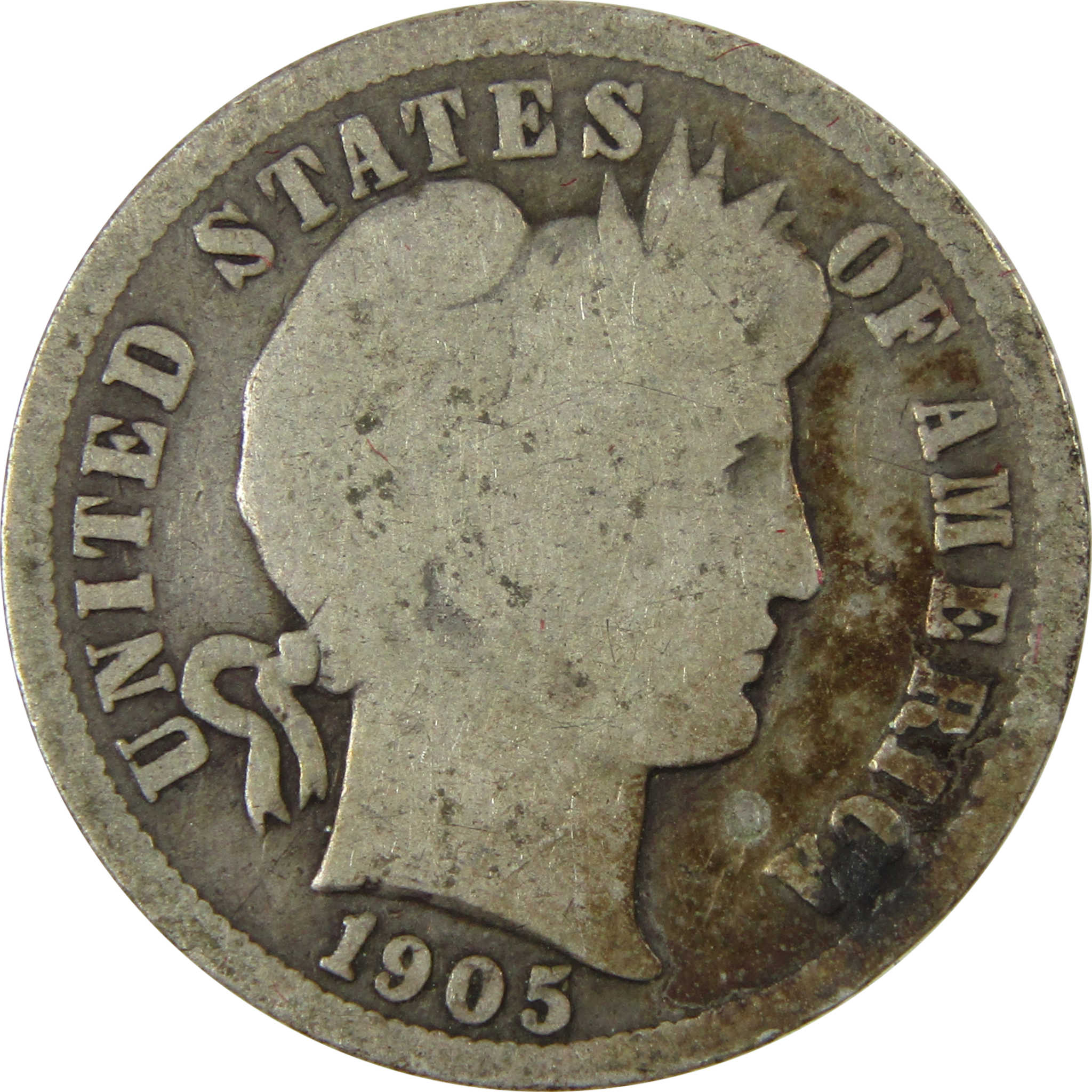 1905 O Micro O Barber Silver Dime G Good 10c Coin SKU:I26635