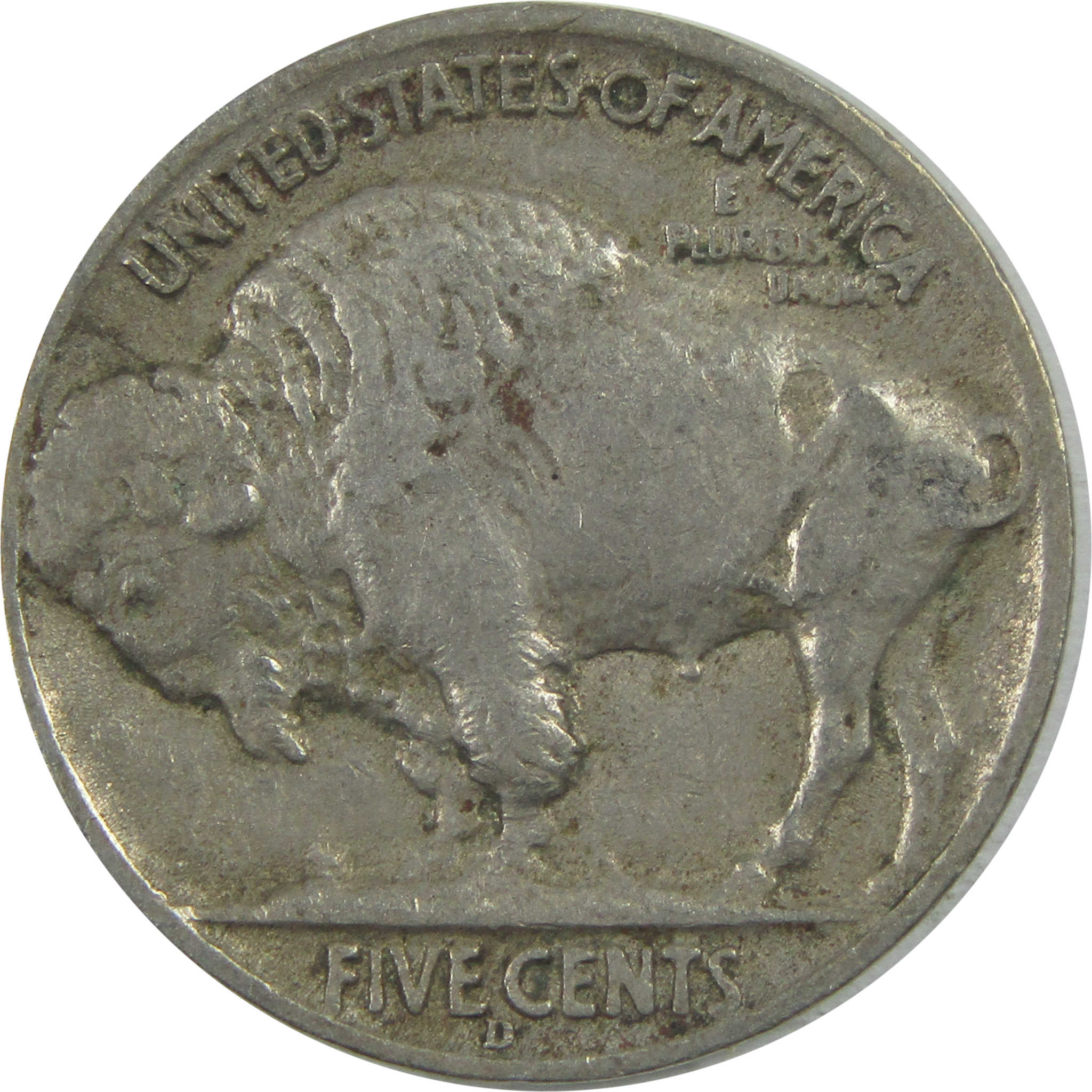 1938 D Indian Head Buffalo Nickel F Fine 5c Coin SKU:I15507