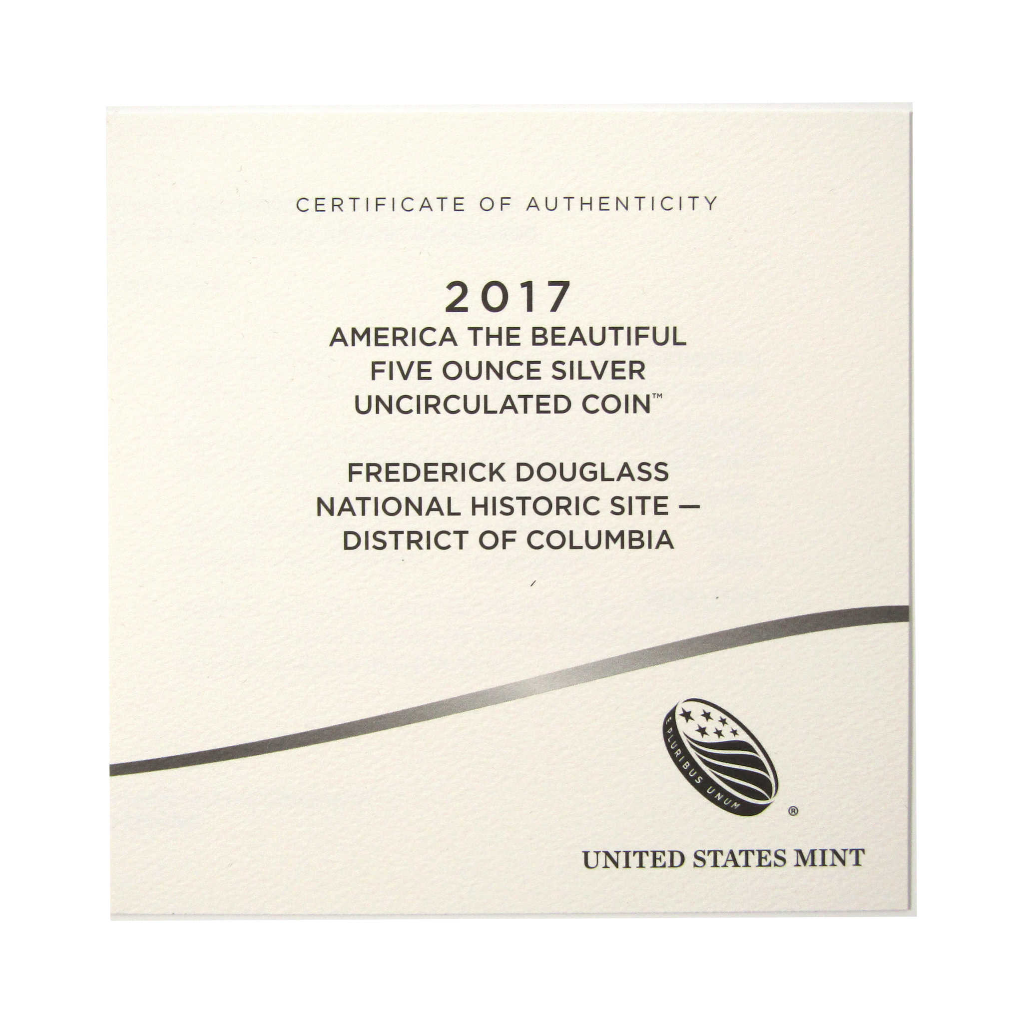 2017 P Frederick Douglass Site 5 oz Silver OGP COA SKU:CPC2539