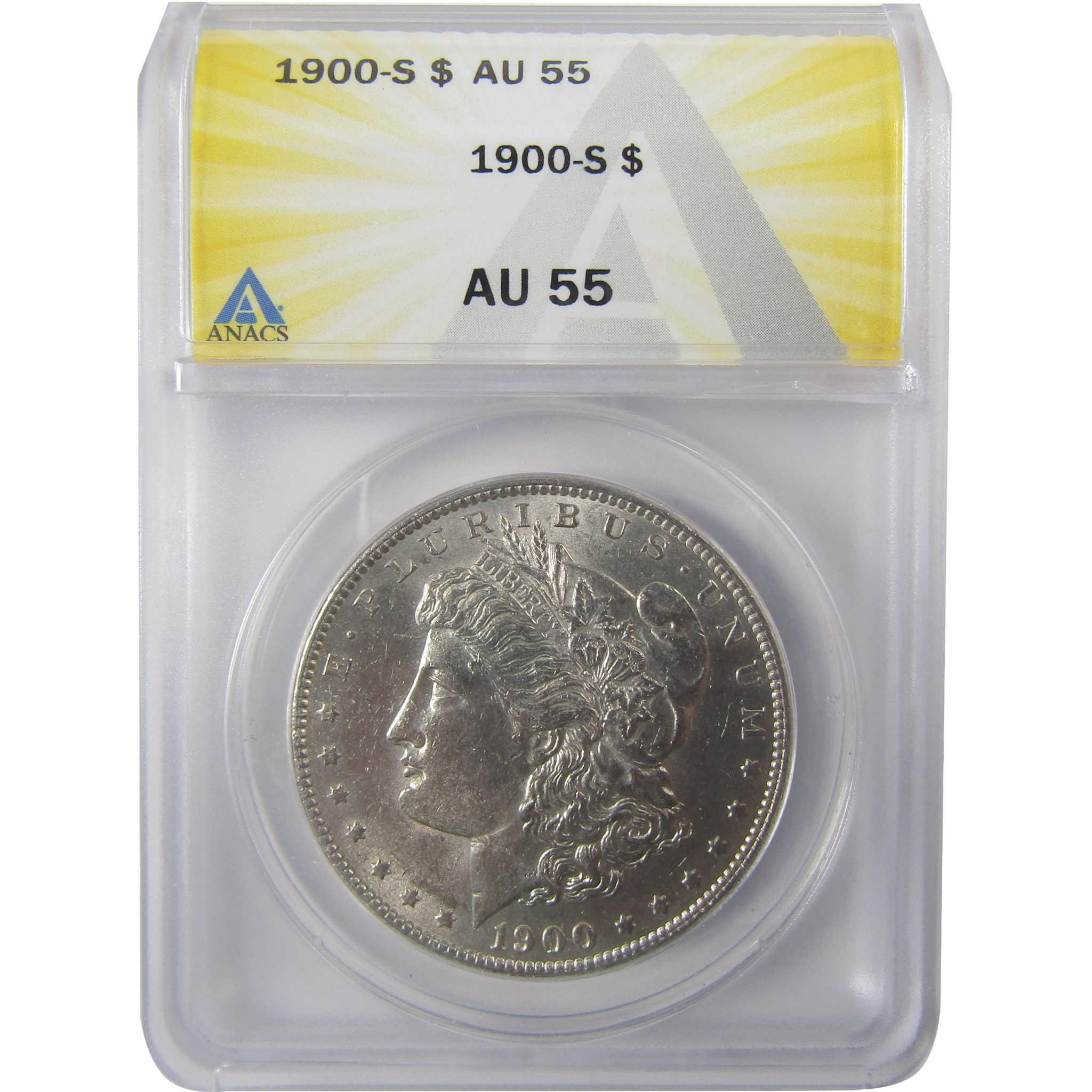 1900 S Morgan Silver Dollar AU 55 ANACS $1 Coin SKU:I25653 - Morgan coin - Morgan silver dollar - Morgan silver dollar for sale - Profile Coins &amp; Collectibles