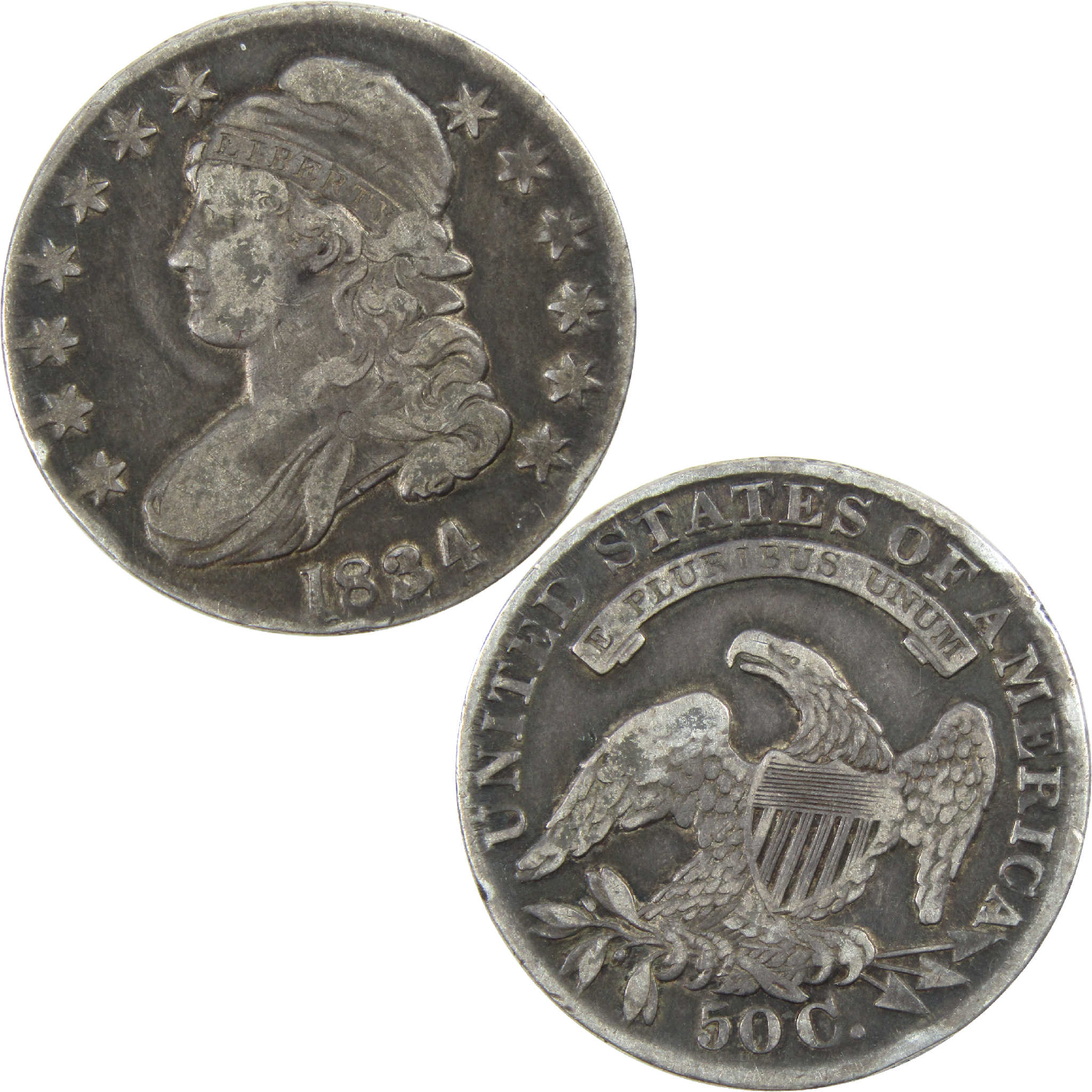 1834 Large Date & Letters Capped Bust Half Dollar AG Silver SKU:I11759