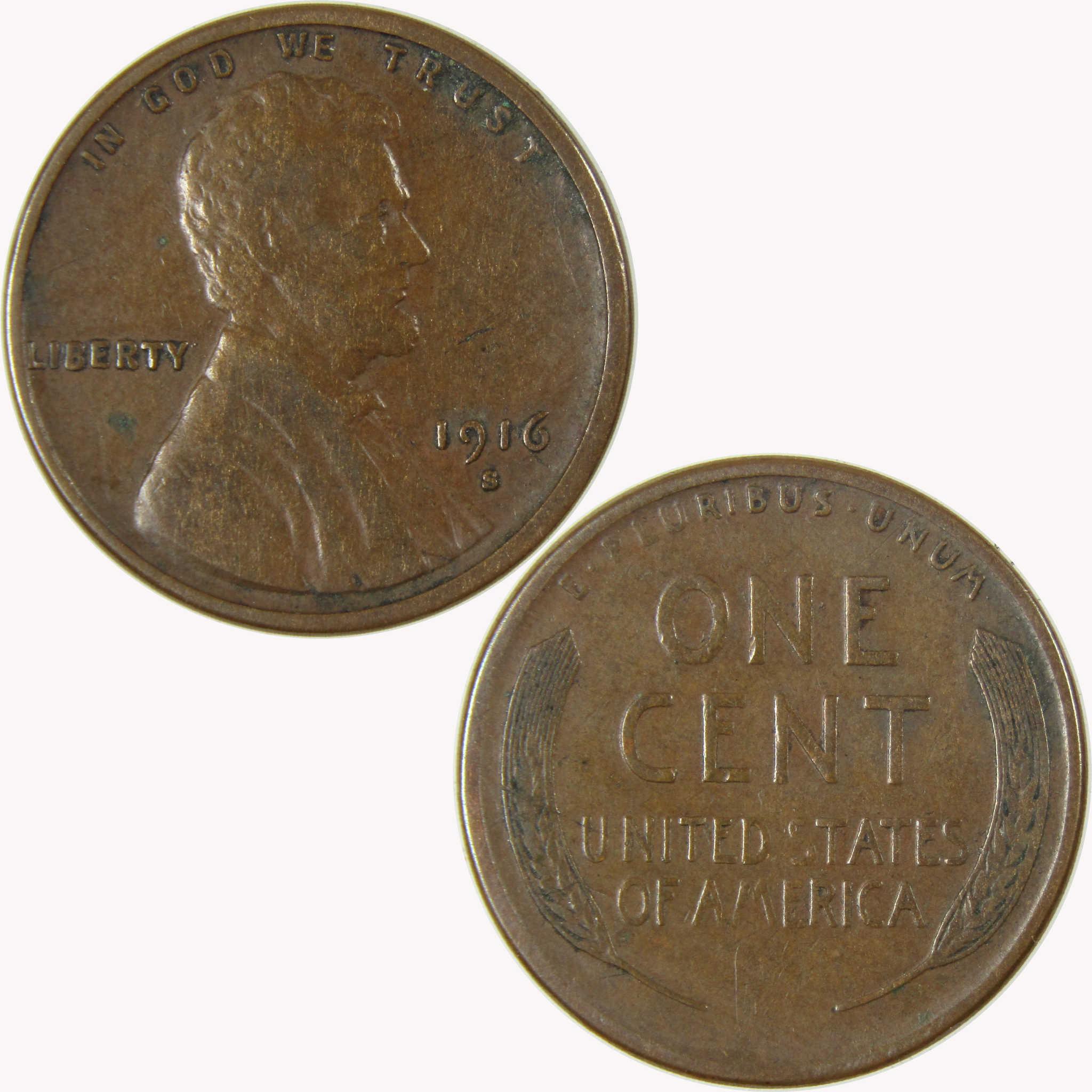 1916 S Lincoln Wheat Cent VF Very Fine Penny 1c Coin SKU:I25848
